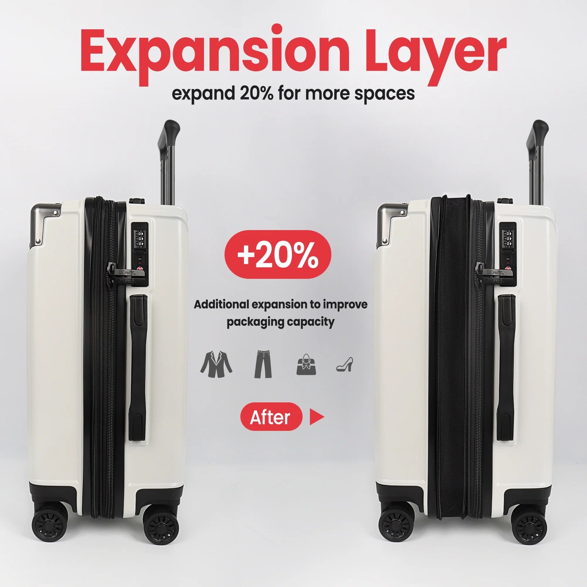 NEW YORK XPRESS WD-576 ABS Hard-shell Expandable Suitcase with Spinner Wheels and TSA Lock