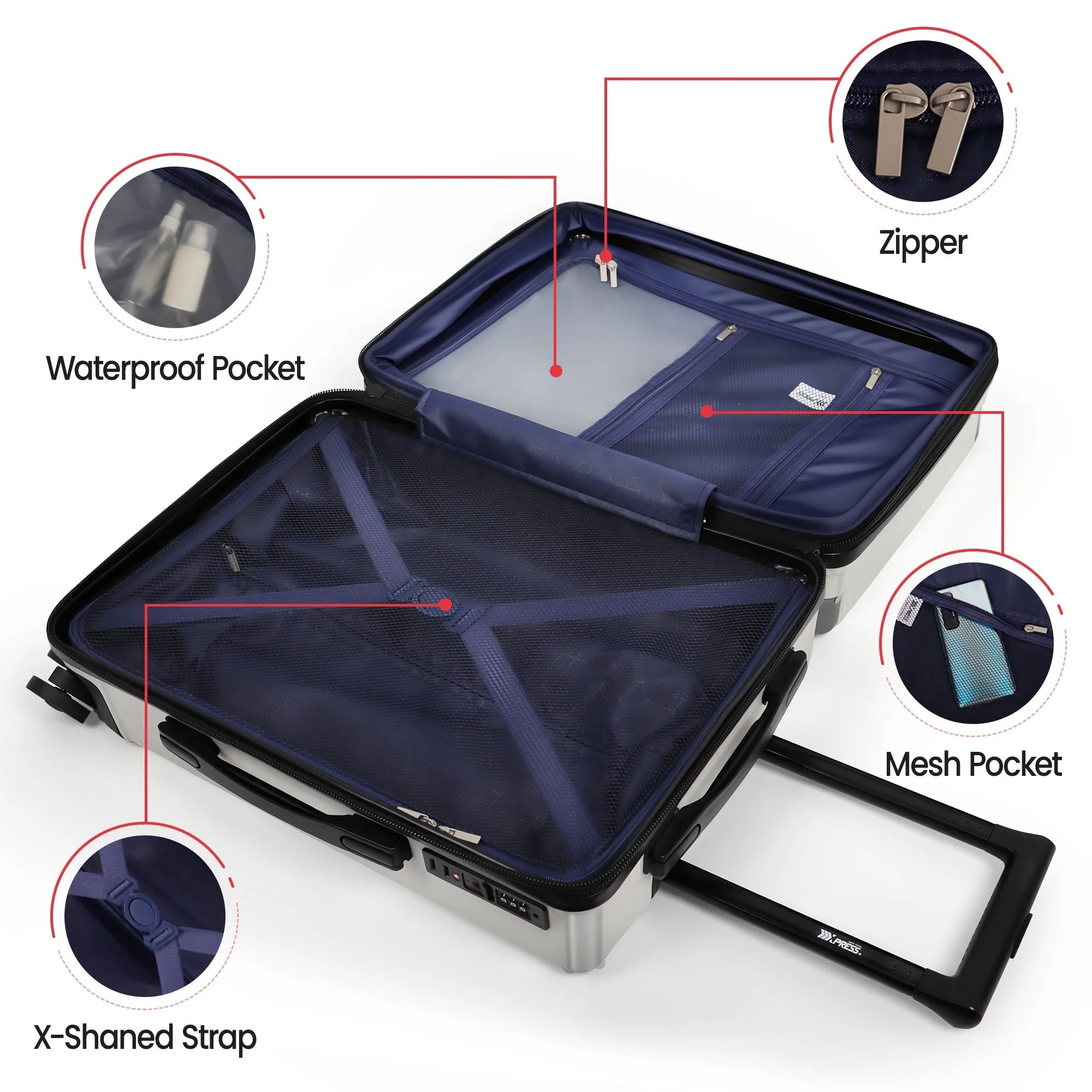 NEW YORK XPRESS WD-576 ABS Hard-shell Expandable Suitcase with Spinner Wheels and TSA Lock
