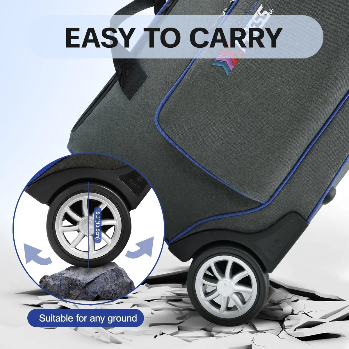 New York XPress 30" Rolling Duffle Bag with Telescopic Handle,Large Collapsible Luggage Bag with Wheels,Grey Travel Duffel Bag for Short Trip Business Outdoor