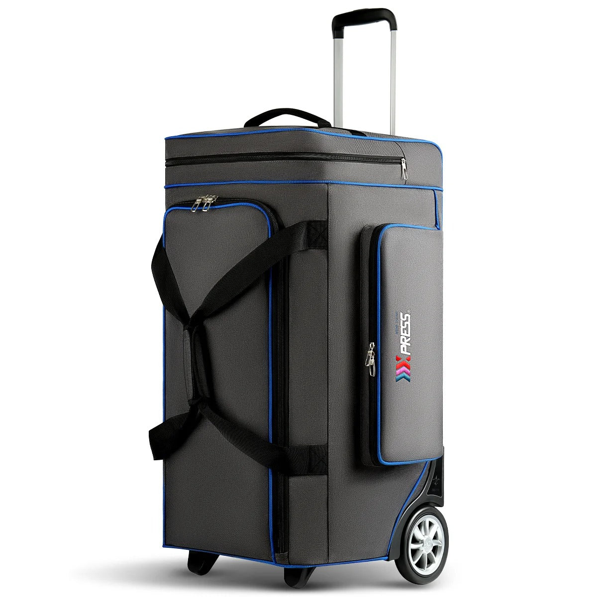 New York XPress 30" Rolling Duffle Bag with Telescopic Handle,Large Collapsible Luggage Bag with Wheels,Grey Travel Duffel Bag for Short Trip Business Outdoor