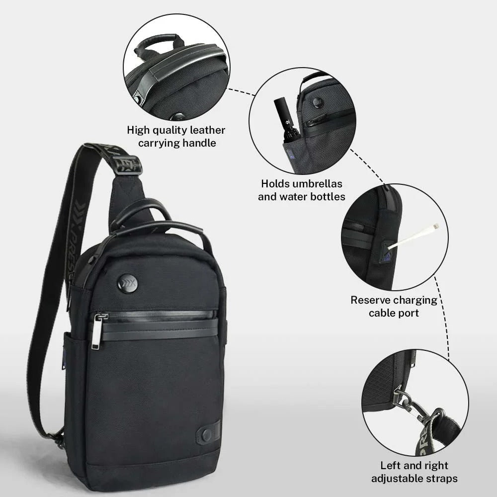 NEW YORK XPRESS Sling Bags for Men Women-Waterproof Lightweigh Sling Backpack with Water Bottle Holder-Crossbody Chest Bag for Daily Travel Hiking