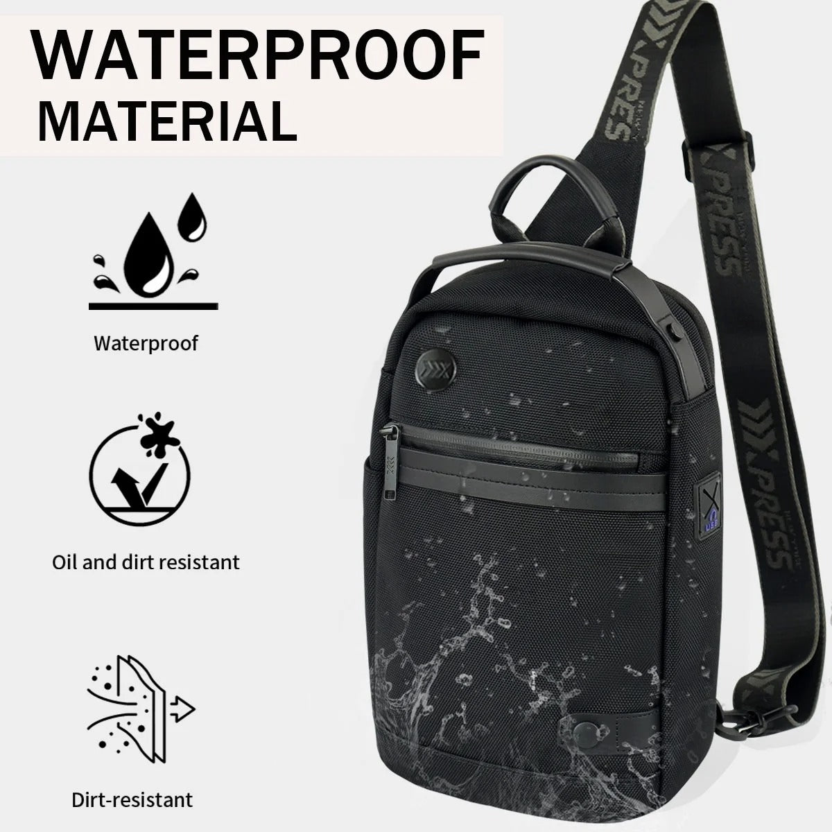 NEW YORK XPRESS Sling Bags for Men Women-Waterproof Lightweigh Sling Backpack with Water Bottle Holder-Crossbody Chest Bag for Daily Travel Hiking