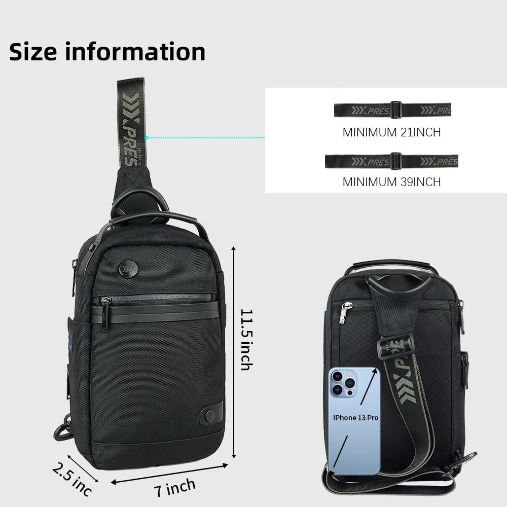 NEW YORK XPRESS Sling Bags for Men Women-Waterproof Lightweigh Sling Backpack with Water Bottle Holder-Crossbody Chest Bag for Daily Travel Hiking