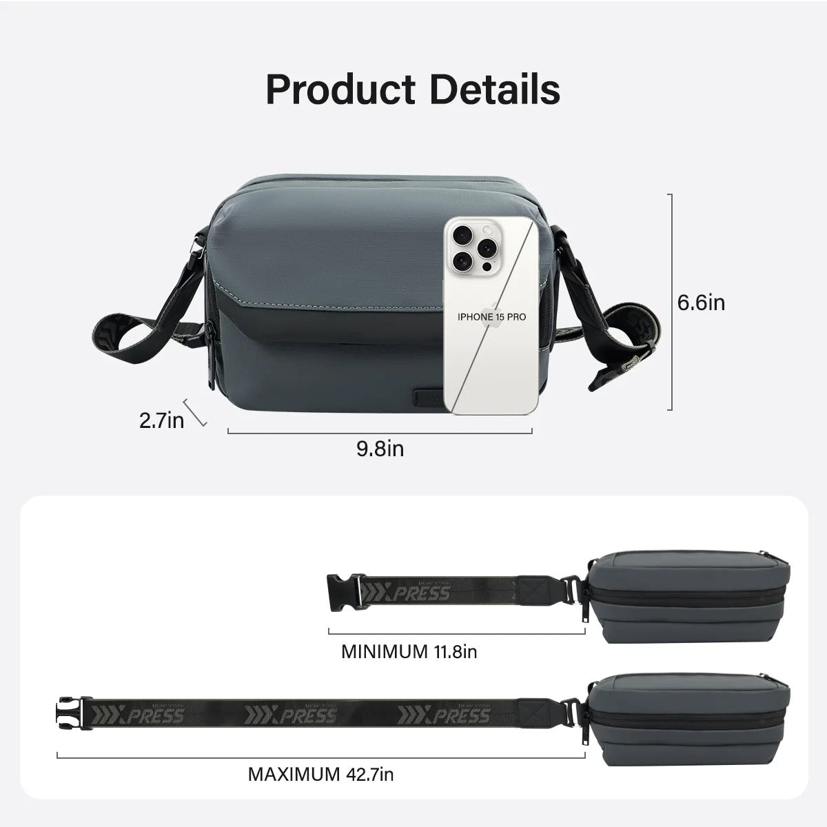 NEW YORK XPRESS Small Crossbody Bag for Men Women Waterproof Shoulder Bag w/ Multiple Pockets Purse Bag for Daily Work Business Travel