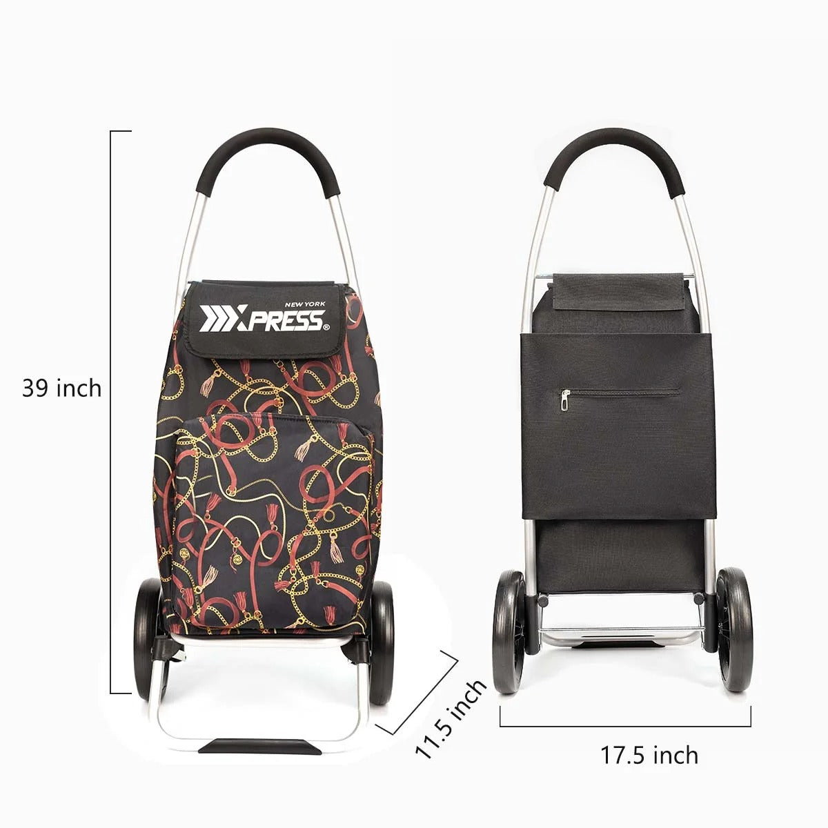 NEW YORK XPRESS 2 in 1 Shopping Carts for Groceries, Folding Shopping Cart with Wheels & Waterproof Removable Bag, Folding Hand Truck Dolly