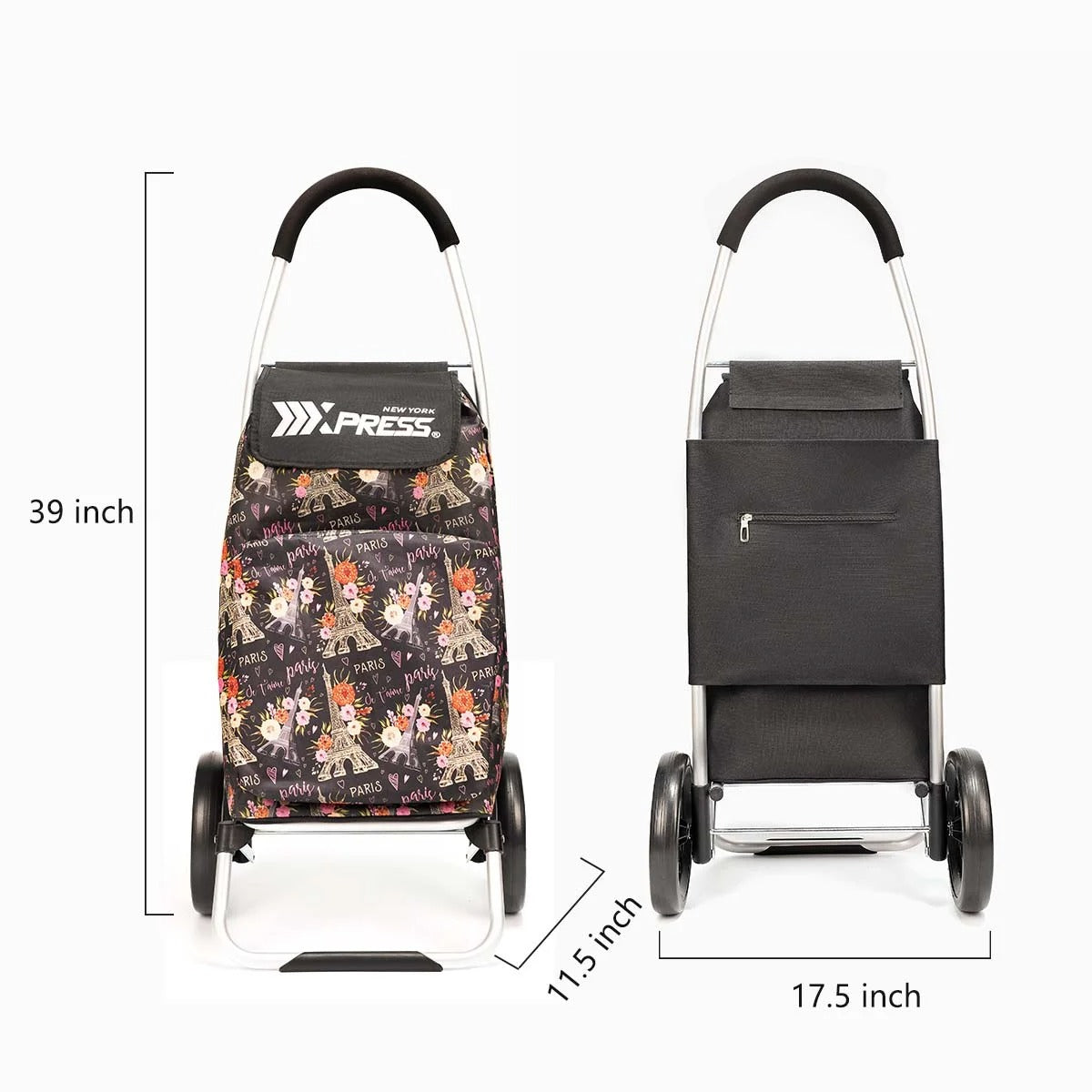 NEW YORK XPRESS 2 in 1 Shopping Carts for Groceries, Folding Shopping Cart with Wheels & Waterproof Removable Bag, Folding Hand Truck Dolly