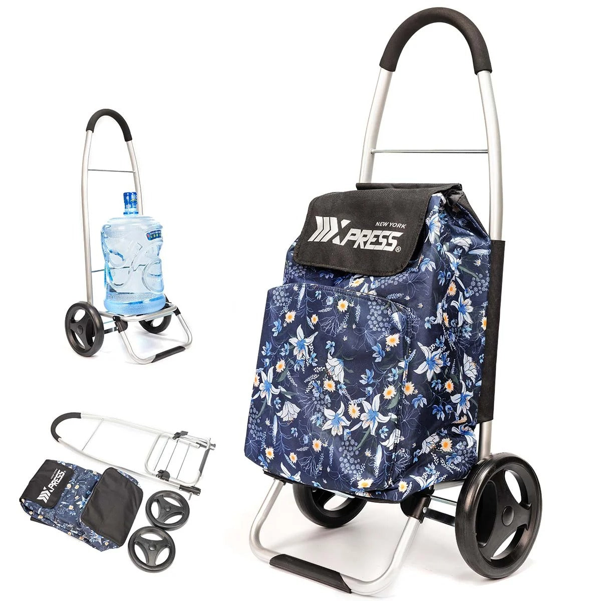 NEW YORK XPRESS 2 in 1 Shopping Carts for Groceries, Folding Shopping Cart with Wheels & Waterproof Removable Bag, Folding Hand Truck Dolly