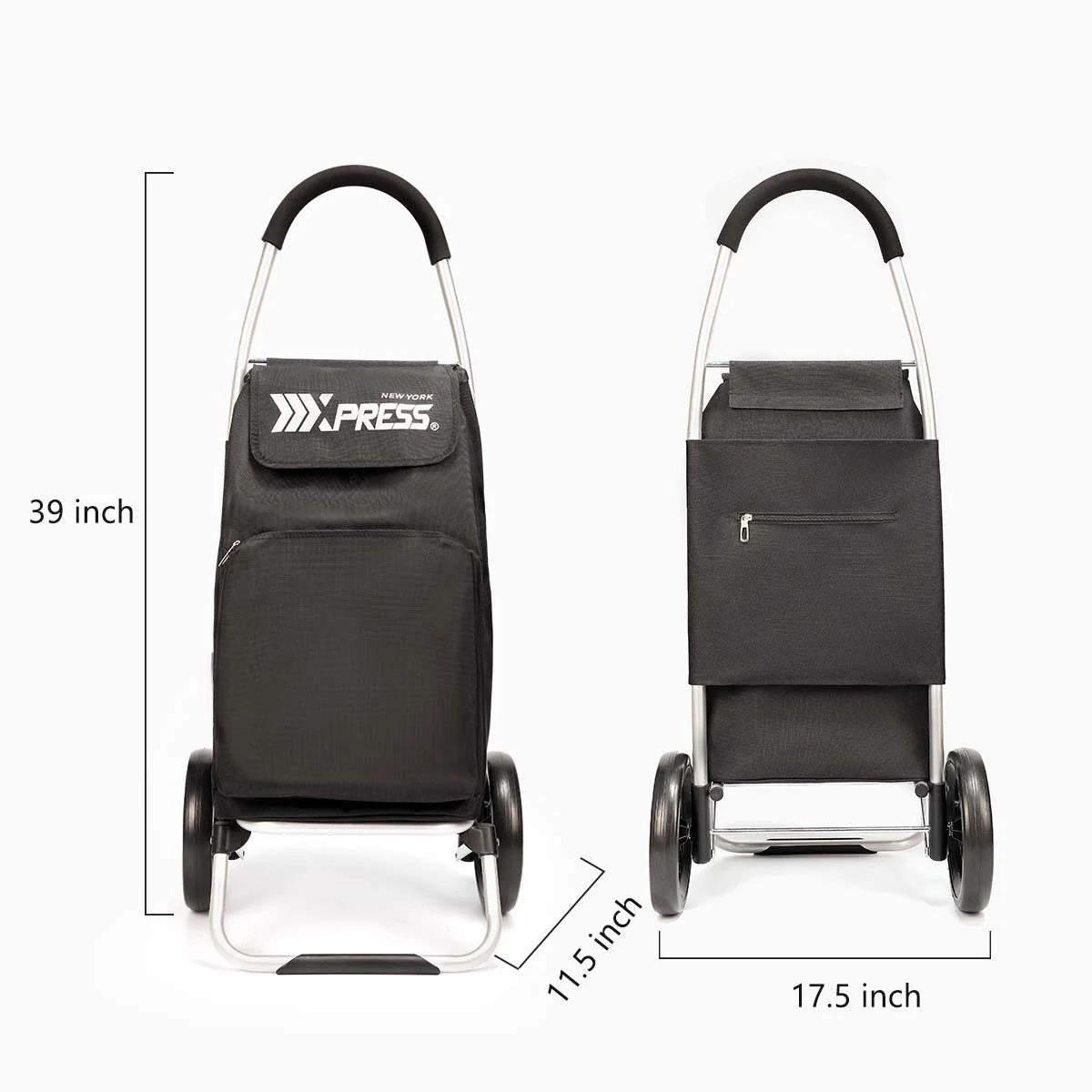 NEW YORK XPRESS 2 in 1 Shopping Carts for Groceries, Folding Shopping Cart with Wheels & Waterproof Removable Bag, Folding Hand Truck Dolly