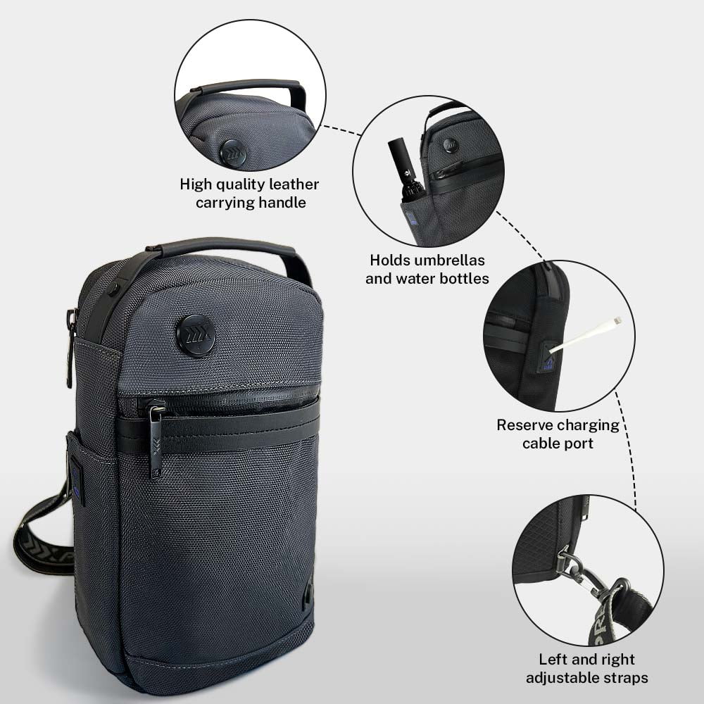 NEW YORK XPRESS Sling Bags for Men Women-Waterproof Lightweigh Sling Backpack with Water Bottle Holder-Crossbody Chest Bag for Daily Travel Hiking