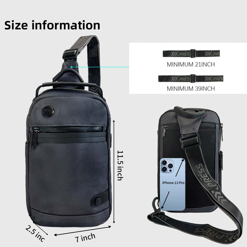 NEW YORK XPRESS Sling Bags for Men Women-Waterproof Lightweigh Sling Backpack with Water Bottle Holder-Crossbody Chest Bag for Daily Travel Hiking