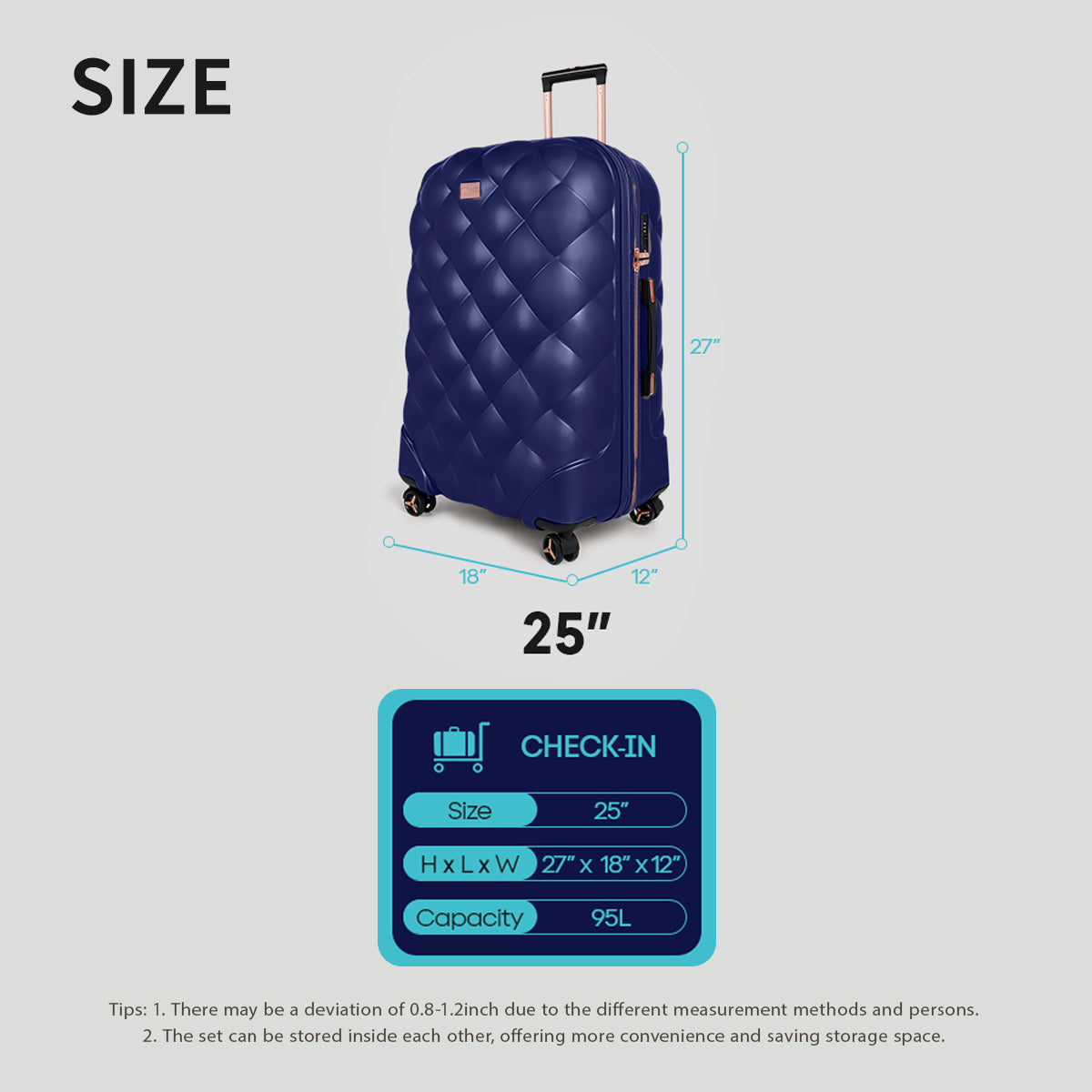 New York XPress 20''+14''Carry On Luggage, 25in/29in,Hardshell Expandable Suitcase w/Spinner Wheels and TSA LOCK