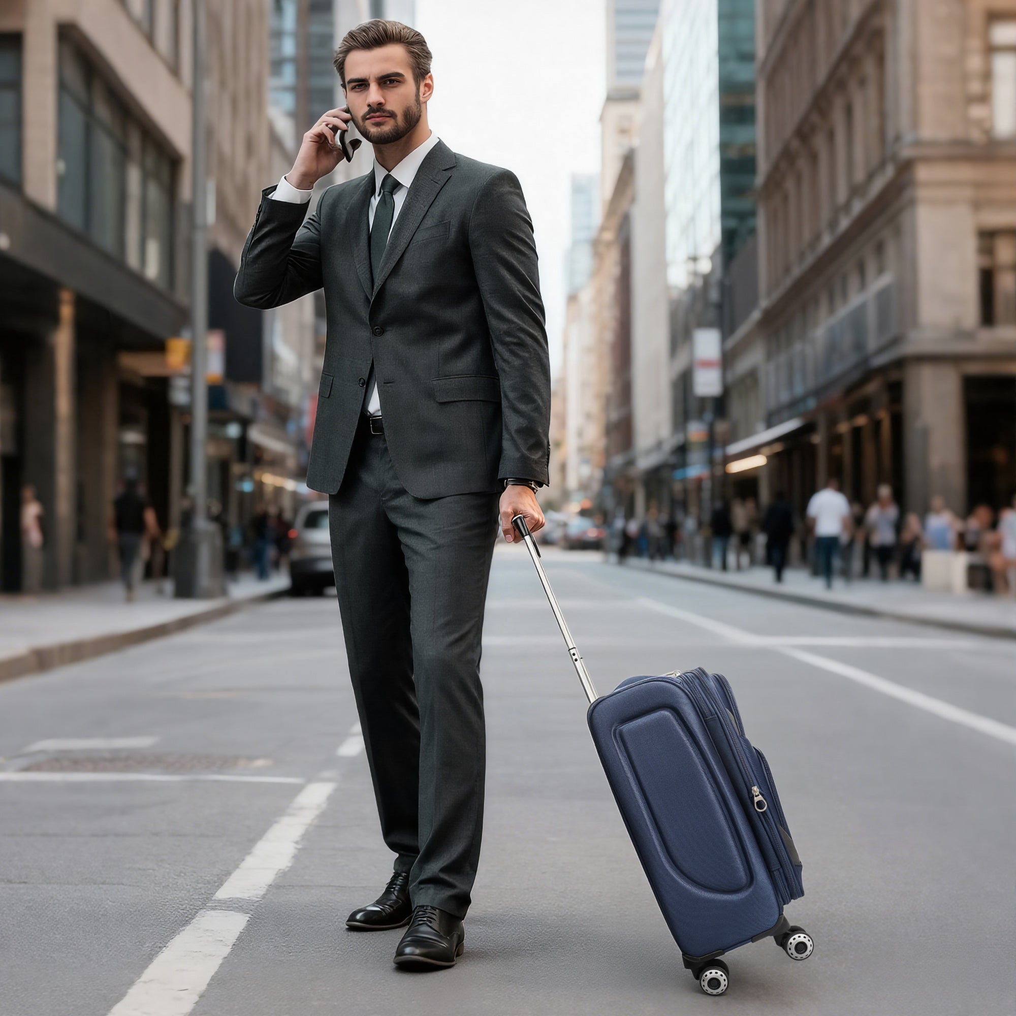 NEW YORK XPRESS Luggage WD-8815,Softside 20in/24in/28in/32in Suitcase,Expandable Luggage,w/Spinner Wheels w/LOCK