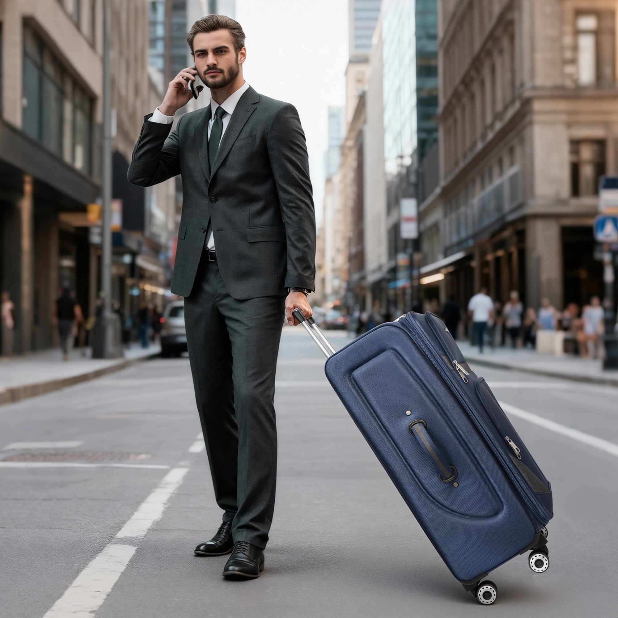 NEW YORK XPRESS Luggage WD-8815,Softside 20in/24in/28in/32in Suitcase,Expandable Luggage,w/Spinner Wheels w/LOCK