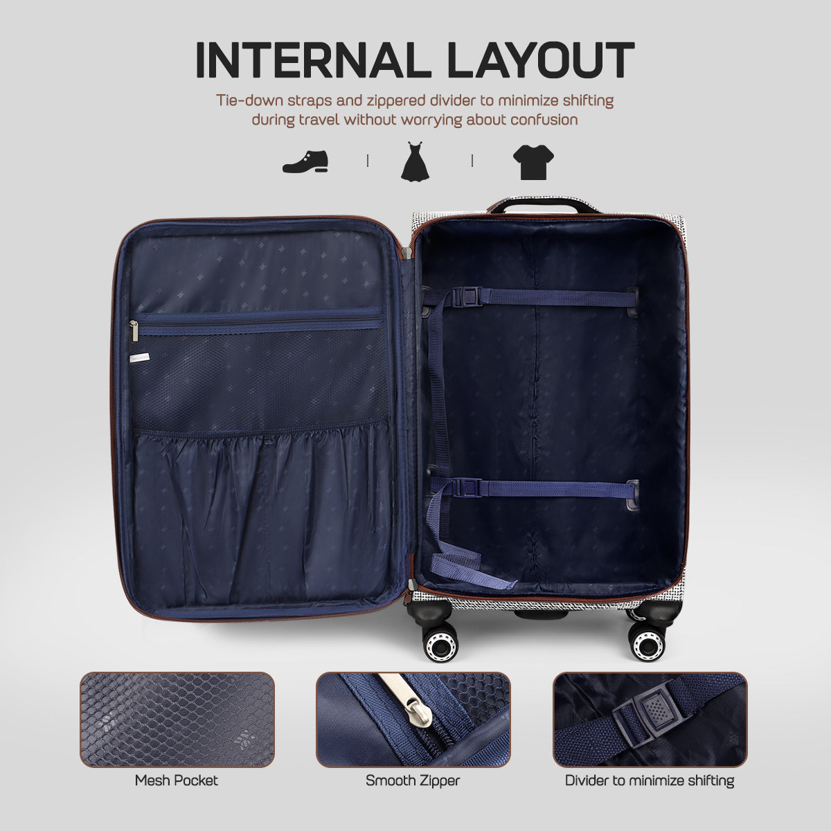 New York XPress XJ-2511-20'' Carry on Suitcase,26in/30in Softside Luggage w/TSA LOCK-Travel Luggage for Men Women