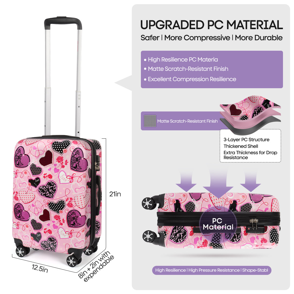 Single suitcase 0028,20/24/28 inch Expandable 20% Luggage w/Spinner Wheels