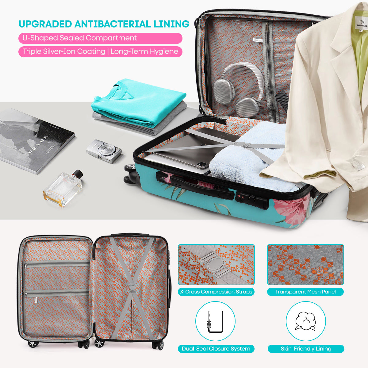 Single suitcase 0028,20/24/28 inch Expandable 20% Luggage w/Spinner Wheels