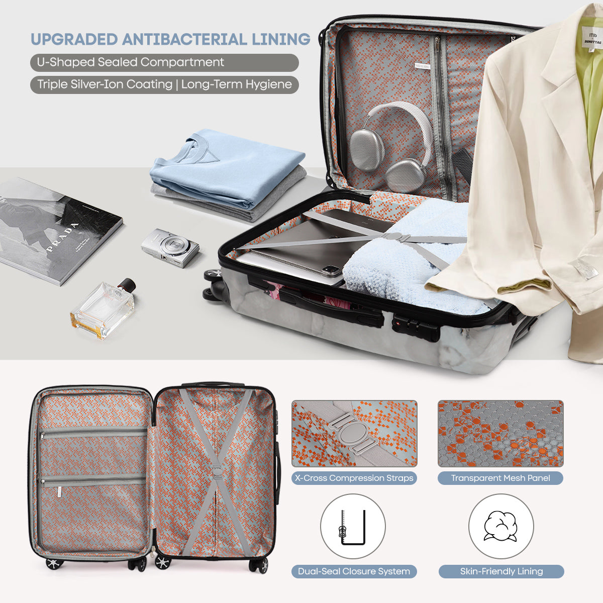 Single suitcase 0028,20/24/28 inch Expandable 20% Luggage w/Spinner Wheels