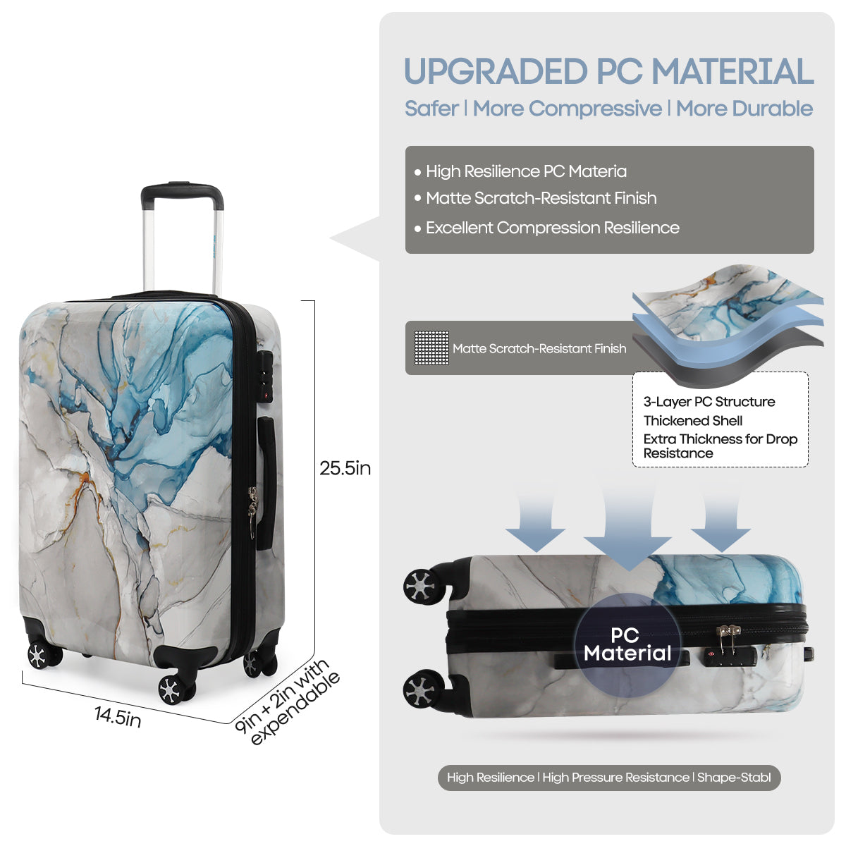 Single suitcase 0028,20/24/28 inch Expandable 20% Luggage w/Spinner Wheels