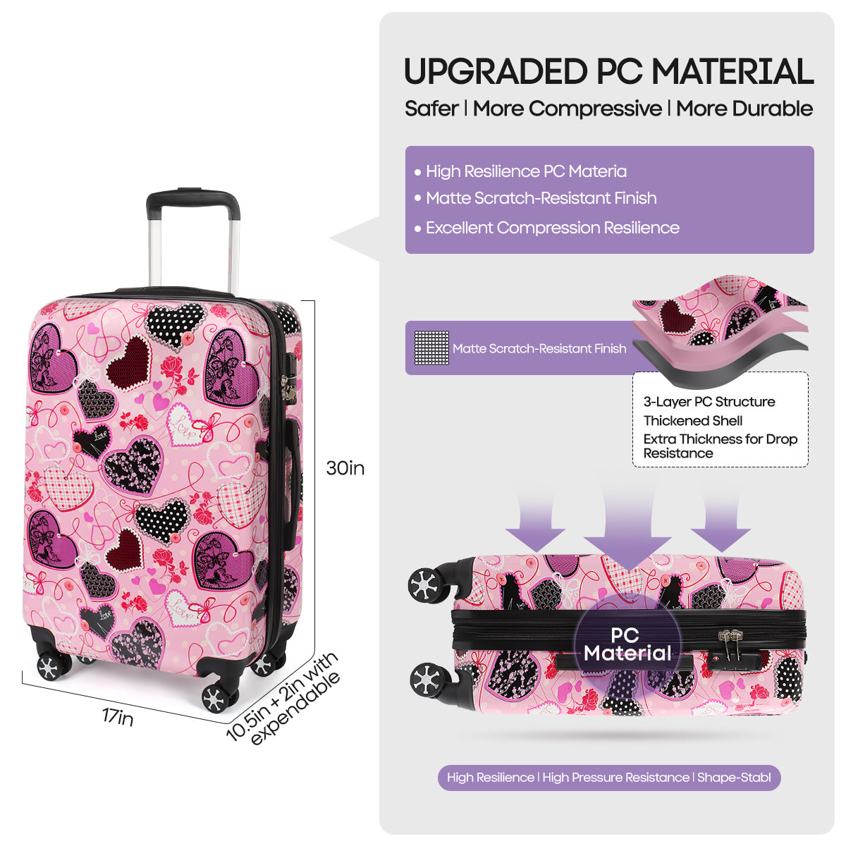 Single suitcase 0028,20/24/28 inch Expandable 20% Luggage w/Spinner Wheels