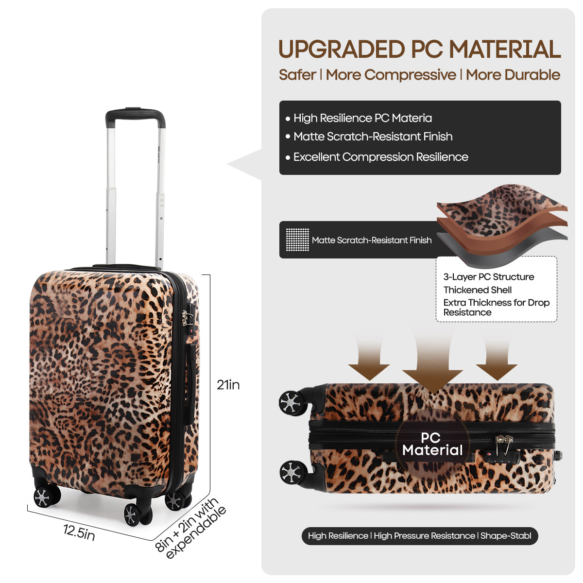 Single suitcase 0028,20/24/28 inch Expandable 20% Luggage w/Spinner Wheels