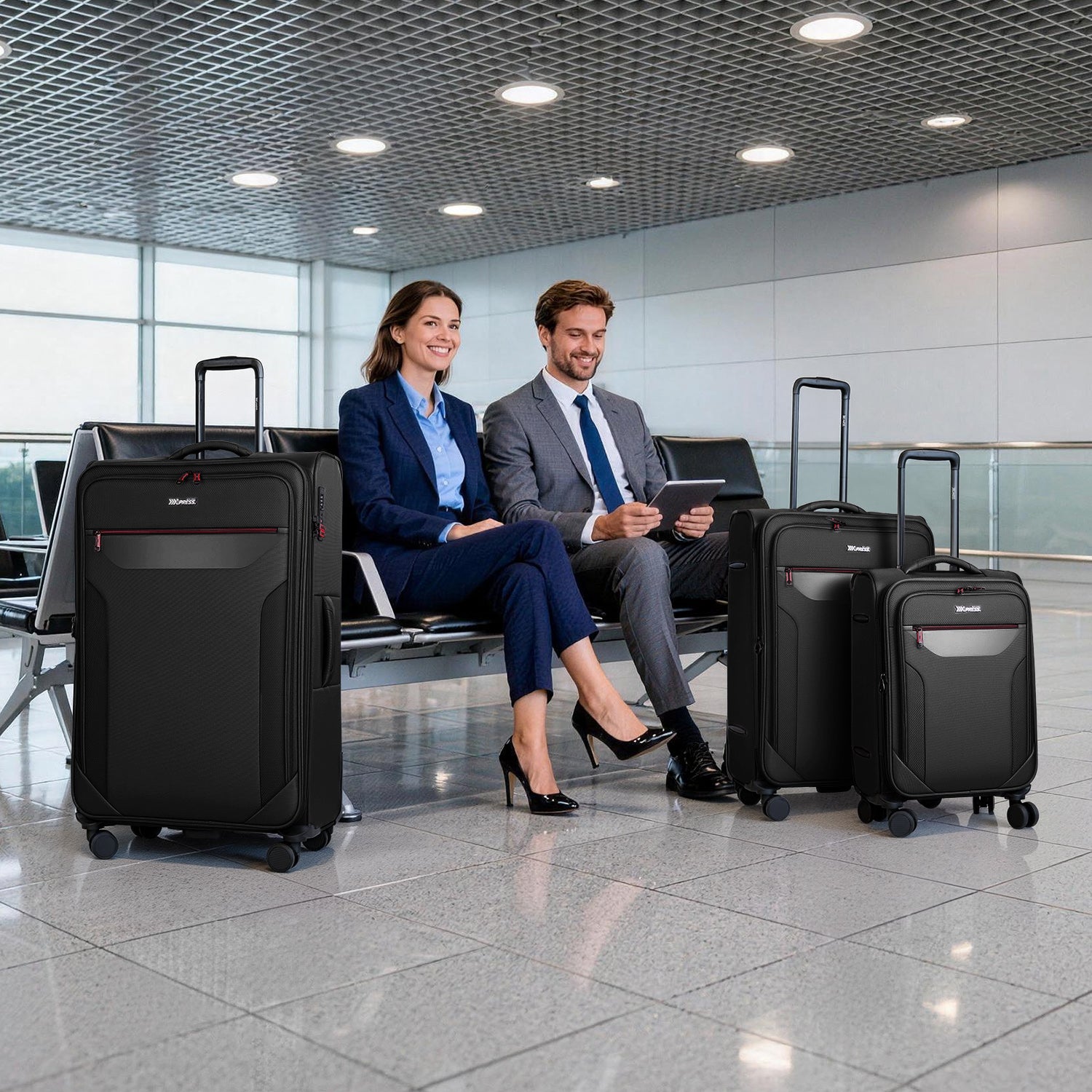 New York XPress WD-8817 3PCS Softside Luggage Set, Expandable Spinner with TSA LOCK, Lightweight Travel Suitcase for Men Women (20/26/30in) ﻿ ﻿