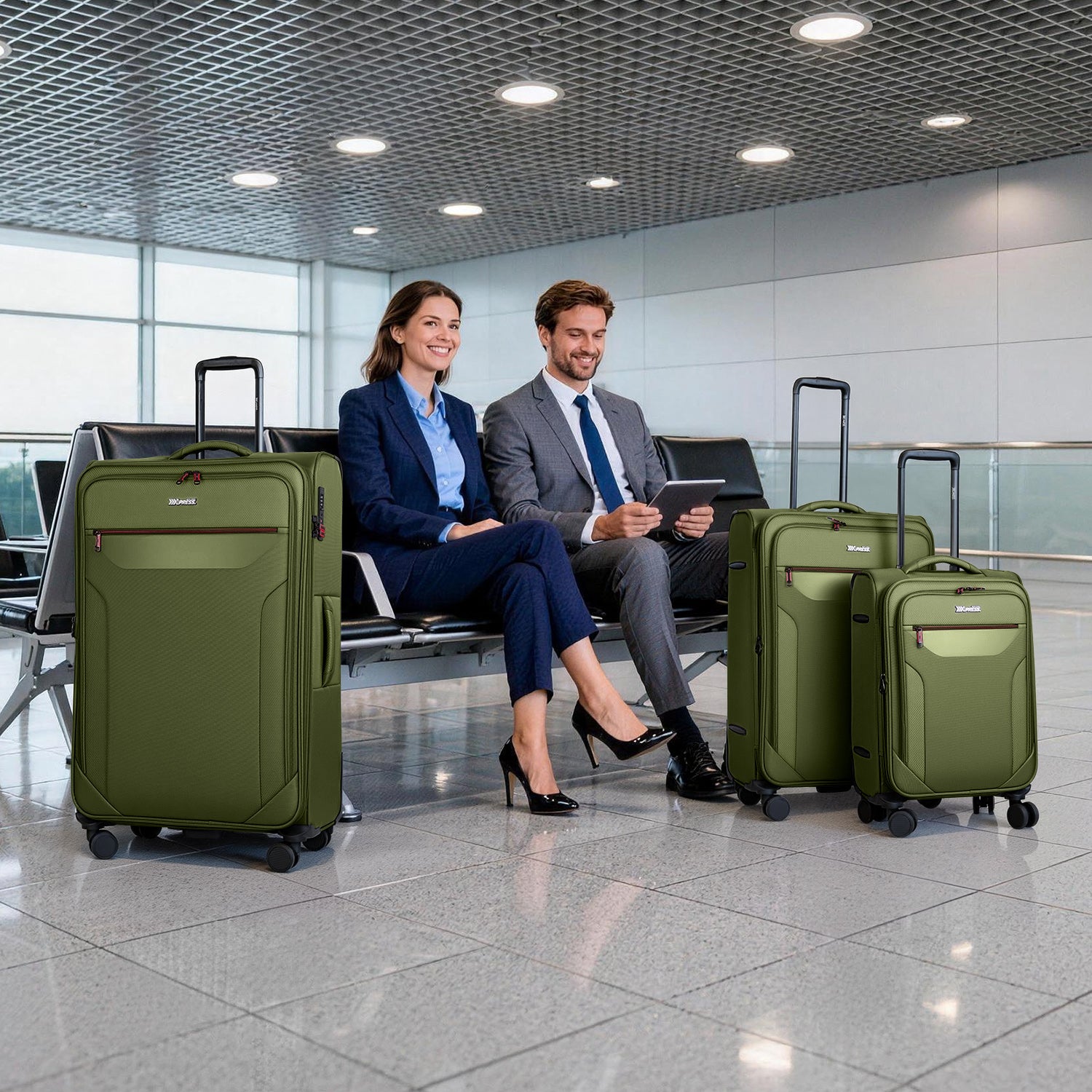 New York XPress WD-8817 3PCS Softside Luggage Set, Expandable Spinner with TSA LOCK, Lightweight Travel Suitcase for Men Women (20/26/30in) ﻿ ﻿