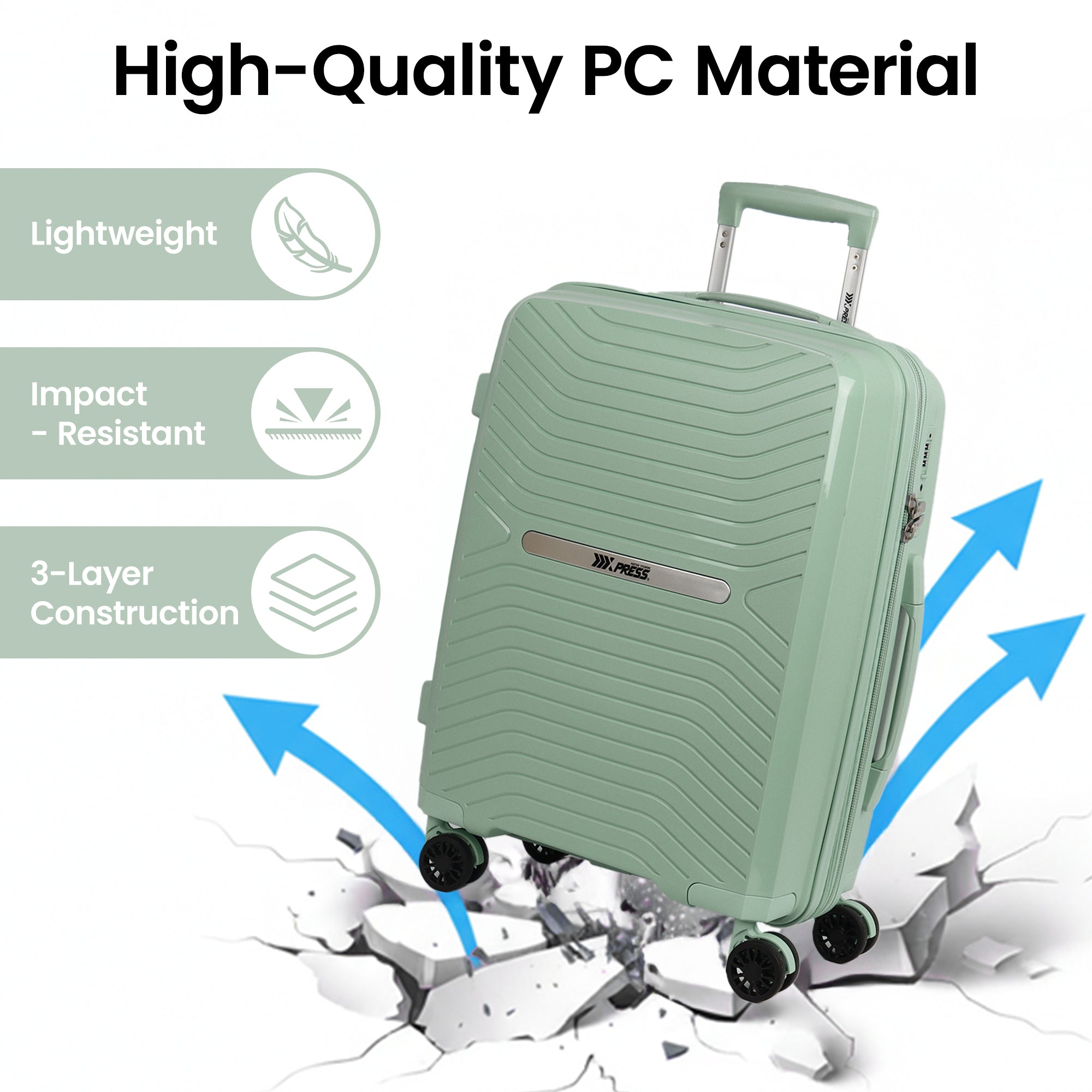 New York XPress 13804,3 Piece Luggage Set w/TSA LOCK,PC Hardside Suitcase Set w/Double Spinner Wheels,Expandable 20%,Luggage Sets,Lightweight Rolling Suitcase for Men/Women（20in/25in/29in）