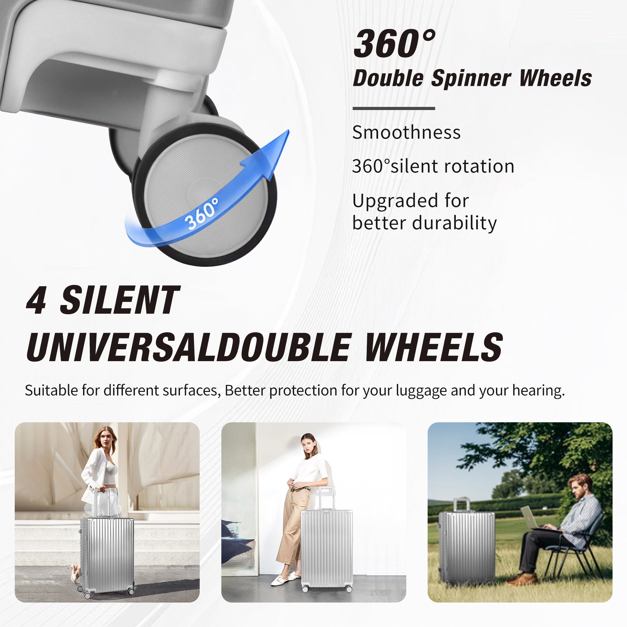 NEW YORK XPRESS Zipperless Luggage AL-12501,20in/30in,Aluminum Frame w/TSA LOCK w/Spinner Wheels