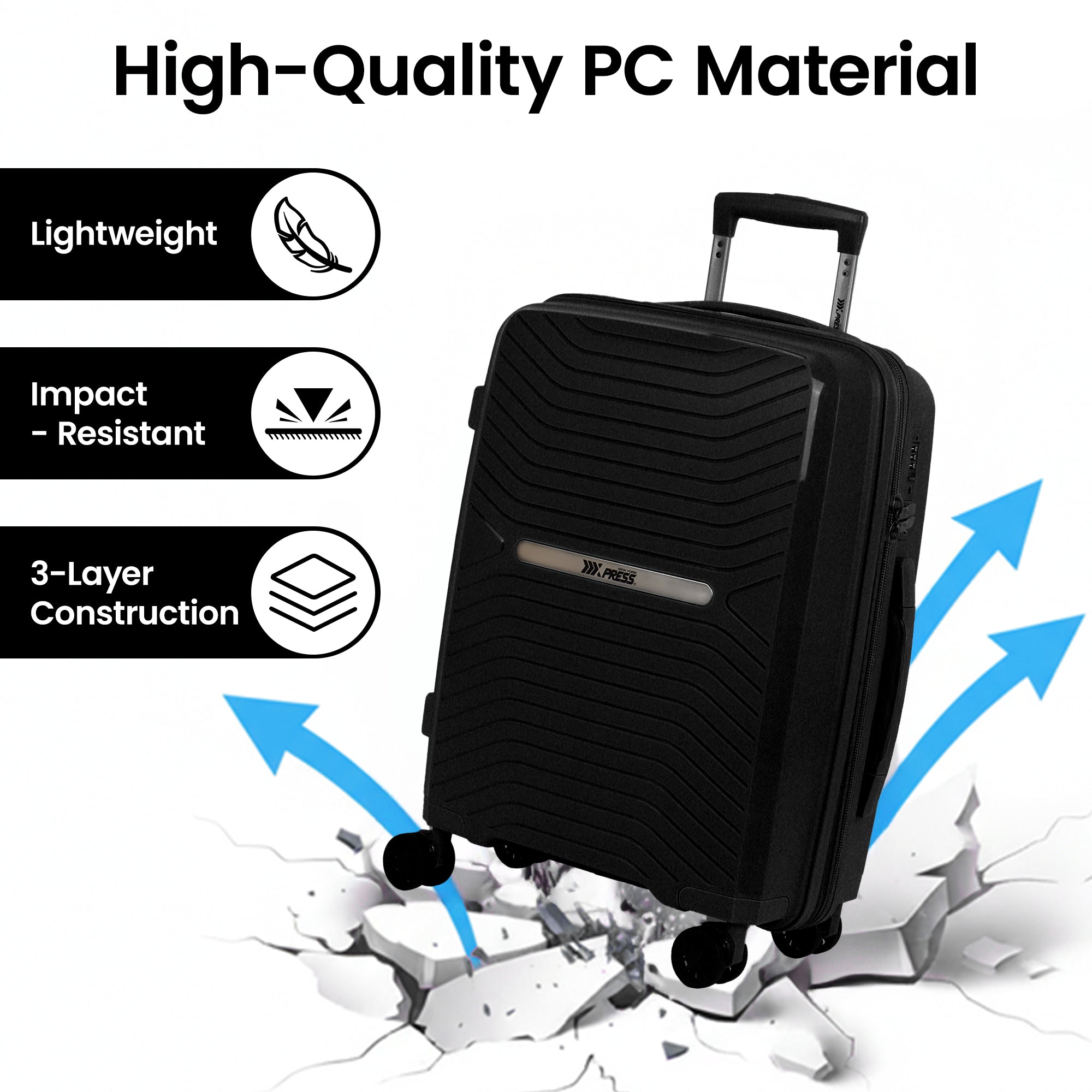New York XPress 13804,3 Piece Luggage Set w/TSA LOCK,PC Hardside Suitcase Set w/Double Spinner Wheels,Expandable 20%,Luggage Sets,Lightweight Rolling Suitcase for Men/Women（20in/25in/29in）
