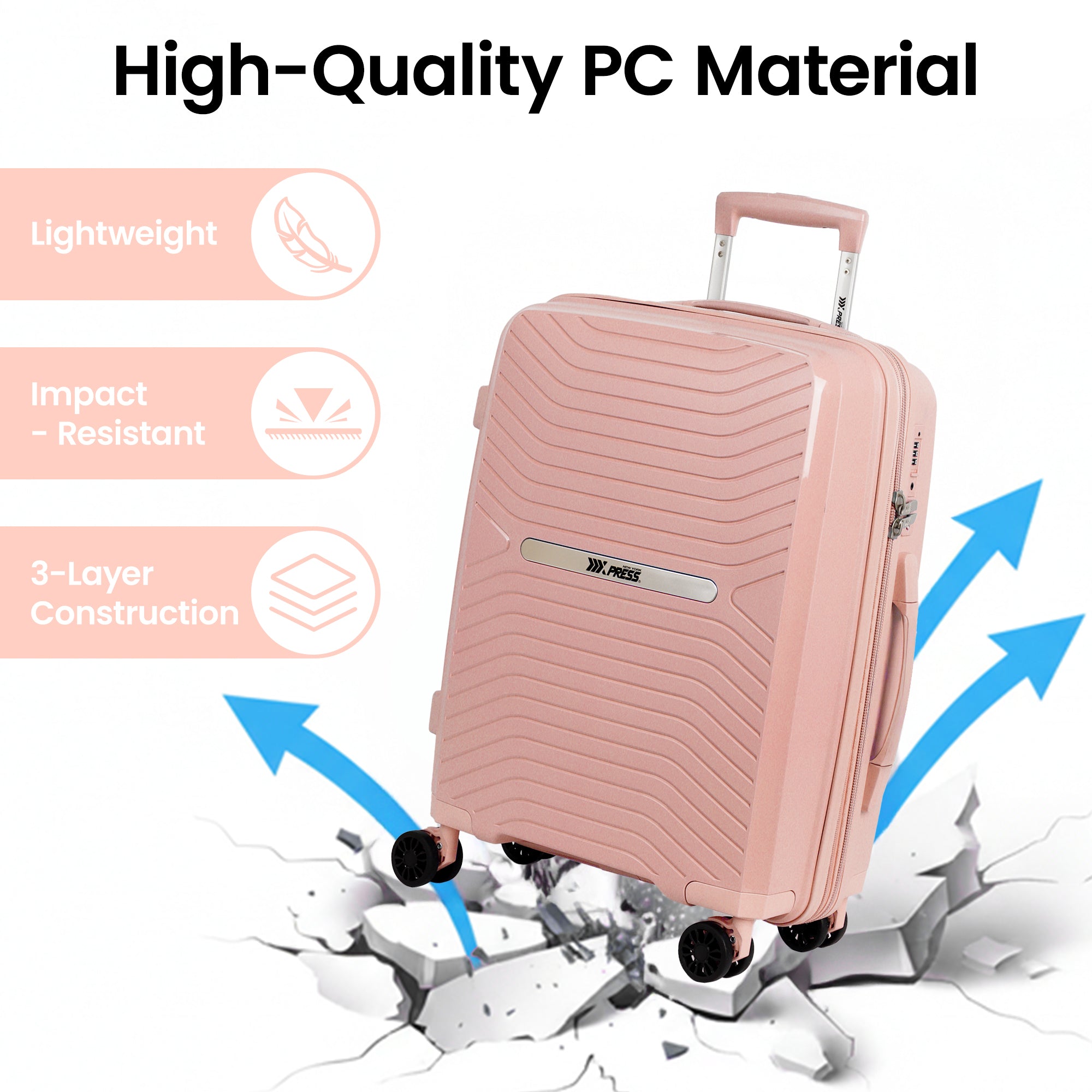 New York XPress 13804,3 Piece Luggage Set w/TSA LOCK,PC Hardside Suitcase Set w/Double Spinner Wheels,Expandable 20%,Luggage Sets,Lightweight Rolling Suitcase for Men/Women（20in/25in/29in）