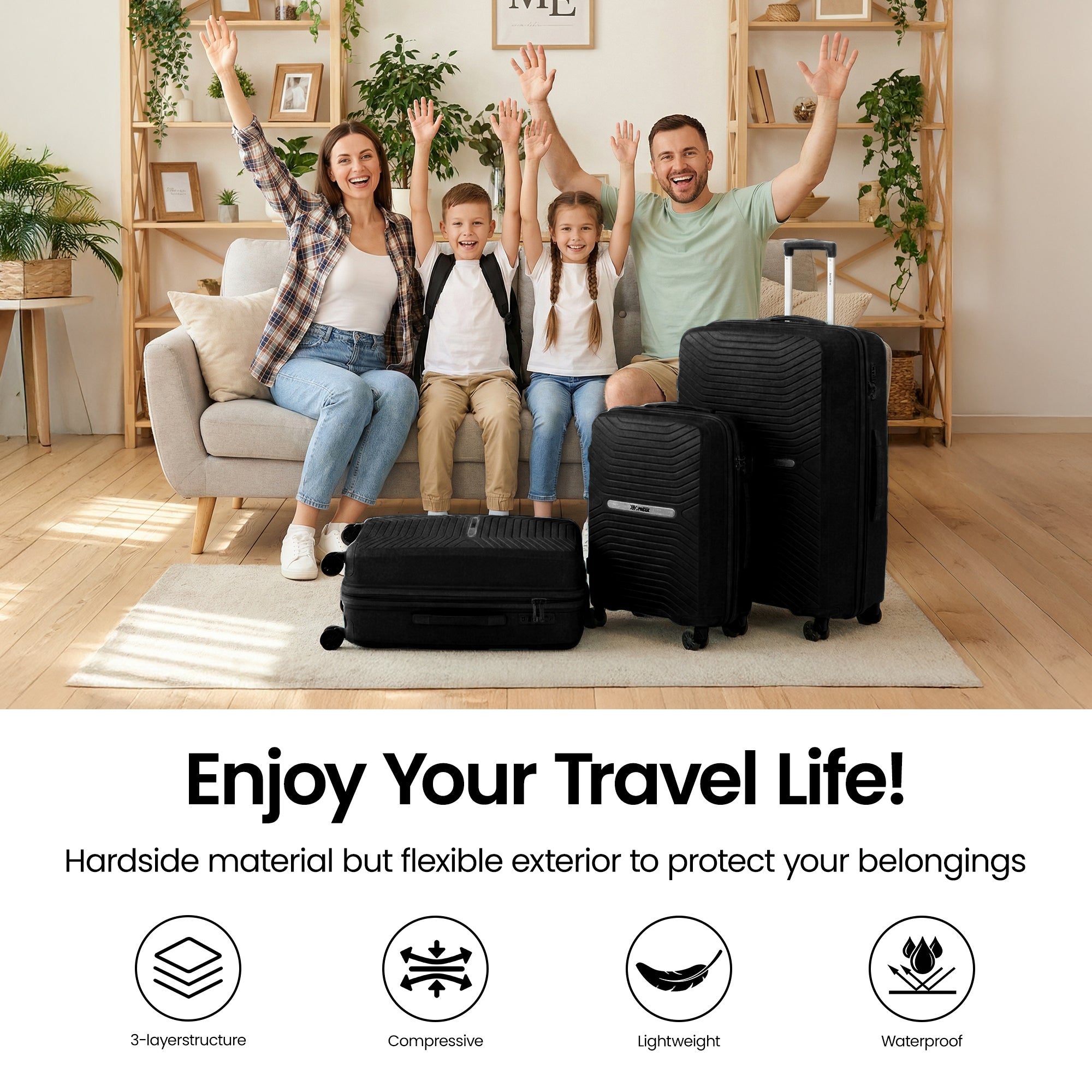 New York XPress 13804,3 Piece Luggage Set w/TSA LOCK,PC Hardside Suitcase Set w/Double Spinner Wheels,Expandable 20%,Luggage Sets,Lightweight Rolling Suitcase for Men/Women（20in/25in/29in）