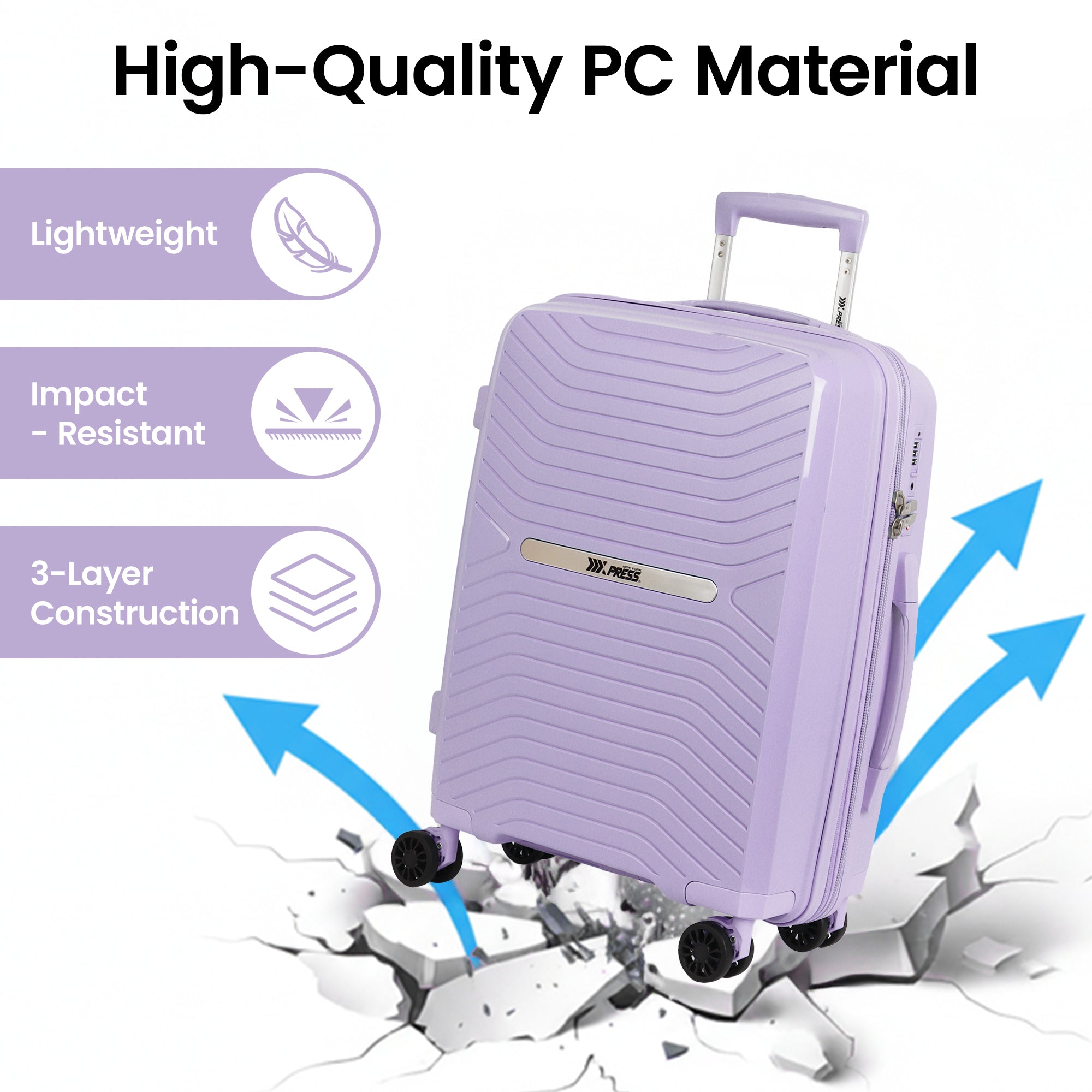 New York XPress 13804,3 Piece Luggage Set w/TSA LOCK,PC Hardside Suitcase Set w/Double Spinner Wheels,Expandable 20%,Luggage Sets,Lightweight Rolling Suitcase for Men/Women（20in/25in/29in）