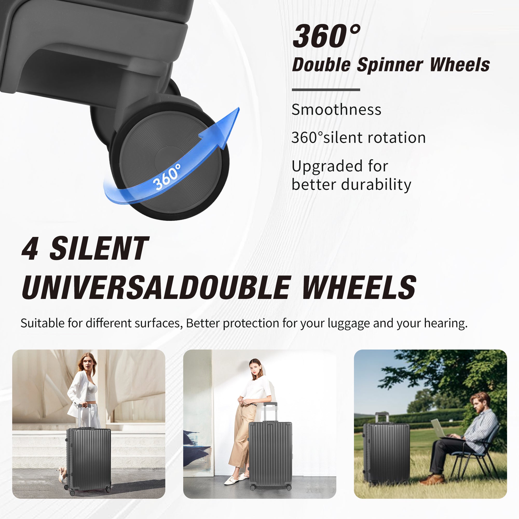 NEW YORK XPRESS Zipperless Luggage AL-12501,20in/30in,Aluminum Frame w/TSA LOCK w/Spinner Wheels