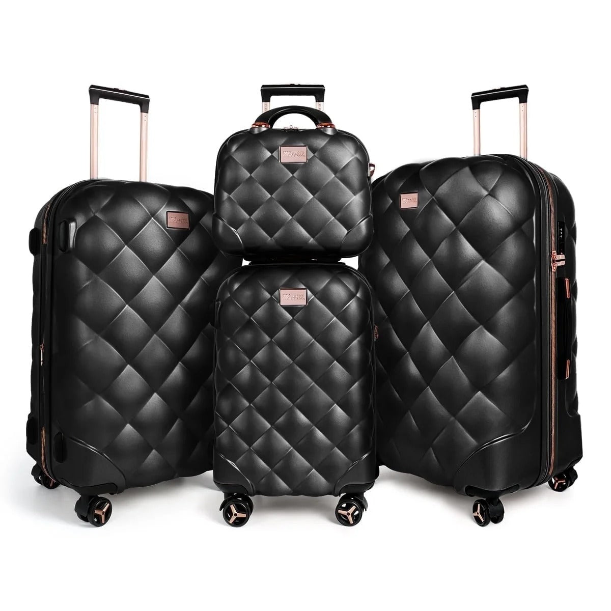 NEW YORK XPRESS  4 Piece, Hard Shell Expandable Luggage Sets(14" Travel Case,20"Carry on Luggage,25" 29" Checked Luggage)Ligthweight Hardside Travel Suitcase Set with Spinner Wheels TSA Lock