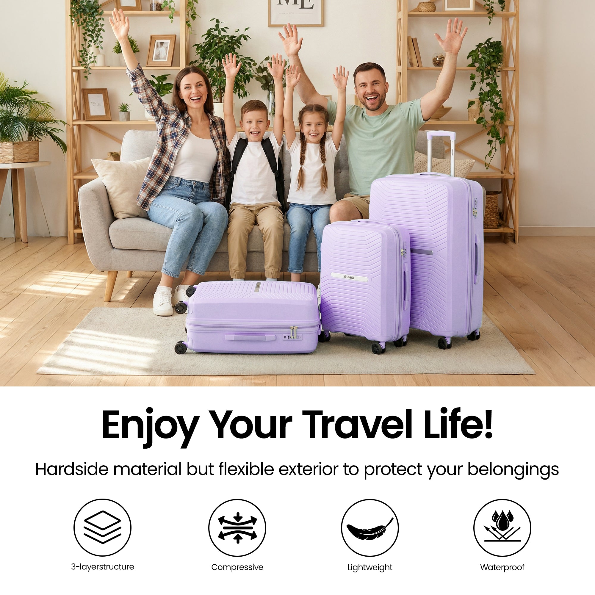 New York XPress 13804,3 Piece Luggage Set w/TSA LOCK,PC Hardside Suitcase Set w/Double Spinner Wheels,Expandable 20%,Luggage Sets,Lightweight Rolling Suitcase for Men/Women（20in/25in/29in）