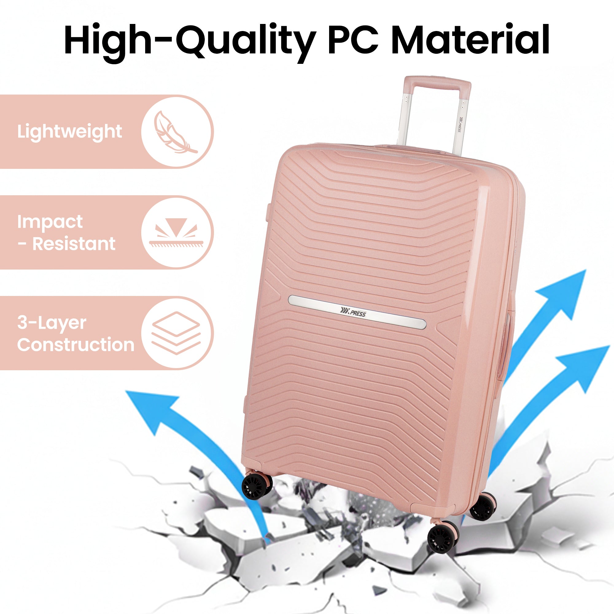 New York XPress 13804,3 Piece Luggage Set w/TSA LOCK,PC Hardside Suitcase Set w/Double Spinner Wheels,Expandable 20%,Luggage Sets,Lightweight Rolling Suitcase for Men/Women（20in/25in/29in）