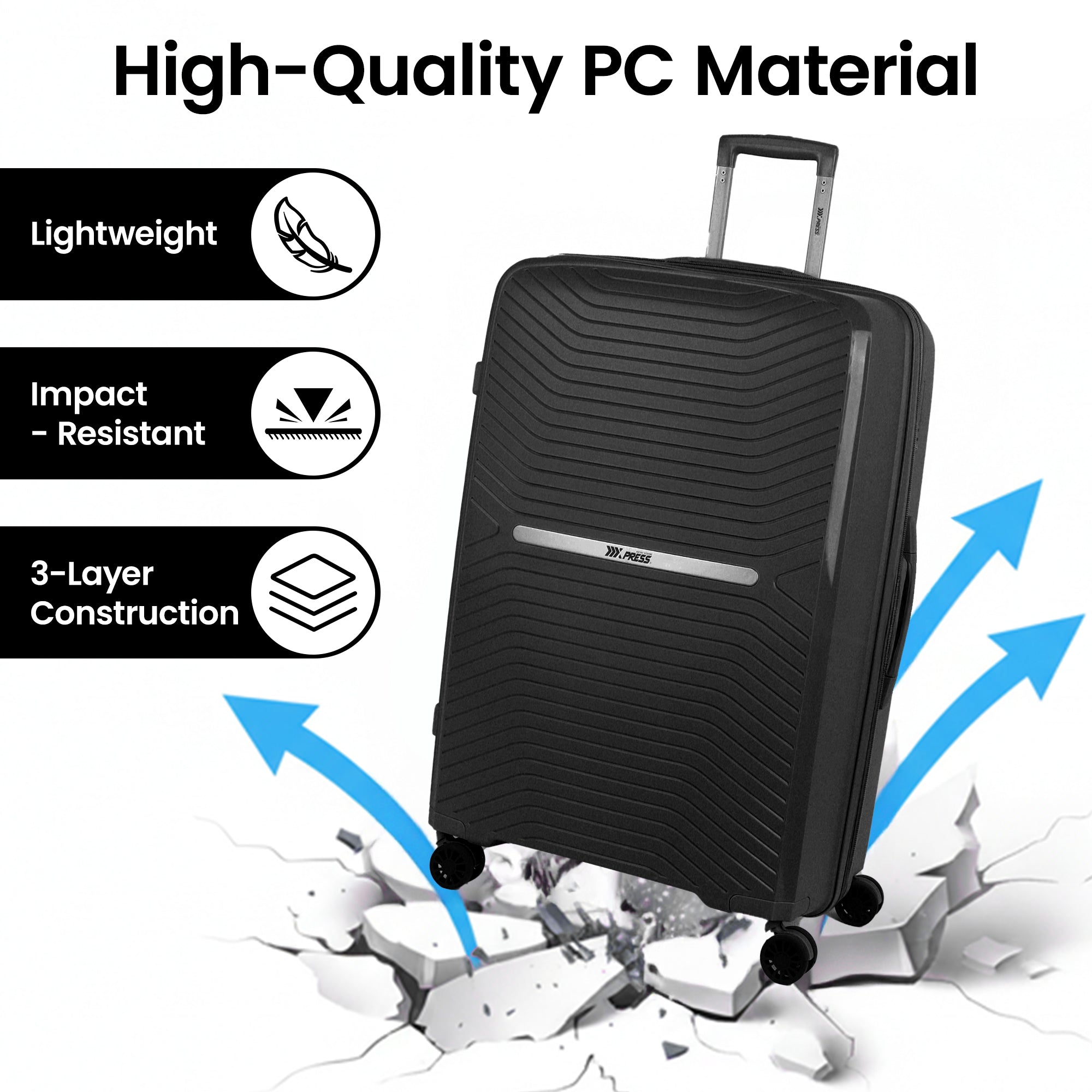 New York XPress 13804,3 Piece Luggage Set w/TSA LOCK,PC Hardside Suitcase Set w/Double Spinner Wheels,Expandable 20%,Luggage Sets,Lightweight Rolling Suitcase for Men/Women（20in/25in/29in）