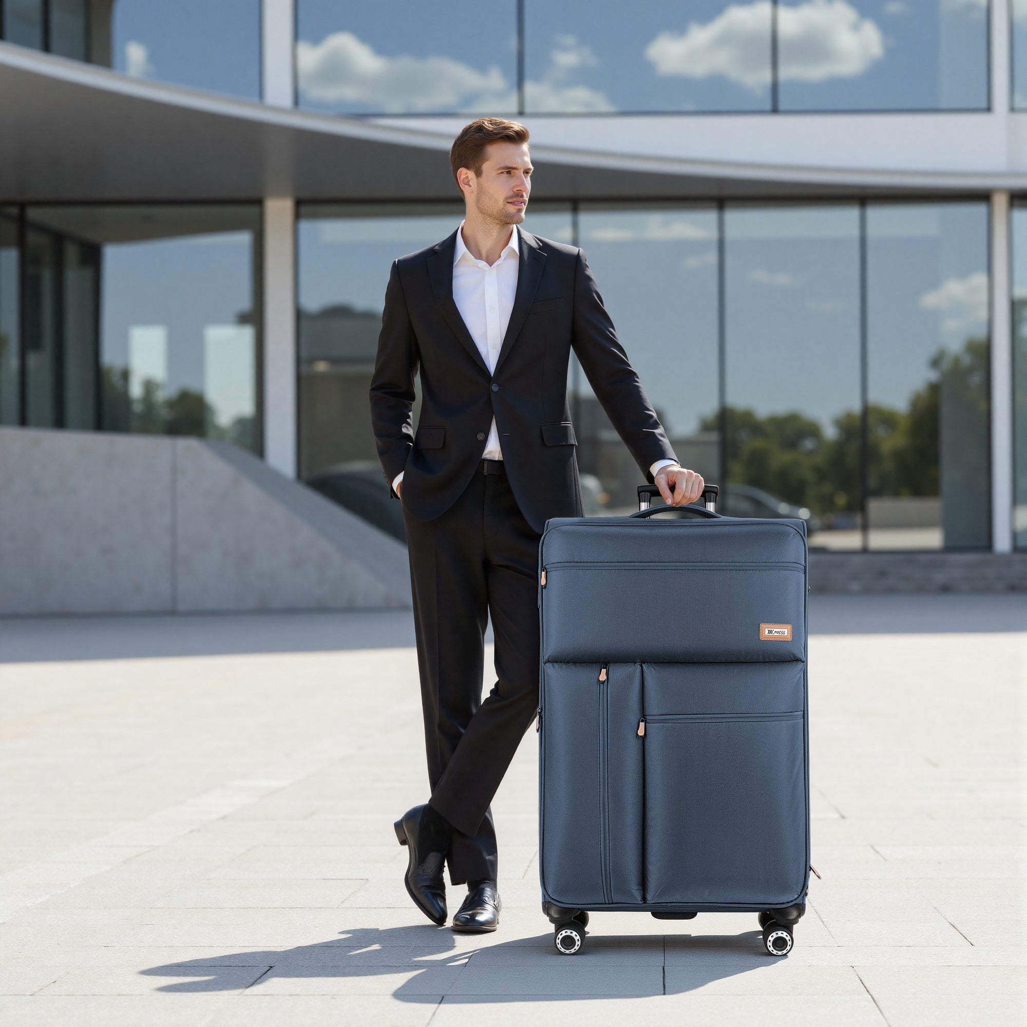 New York XPress XJ 1901,20in/26in/30in Softside Expandable Rolling Luggage w/TSA LOCK and Double Spinner Wheels,Lightweight Suitcases for Men Women