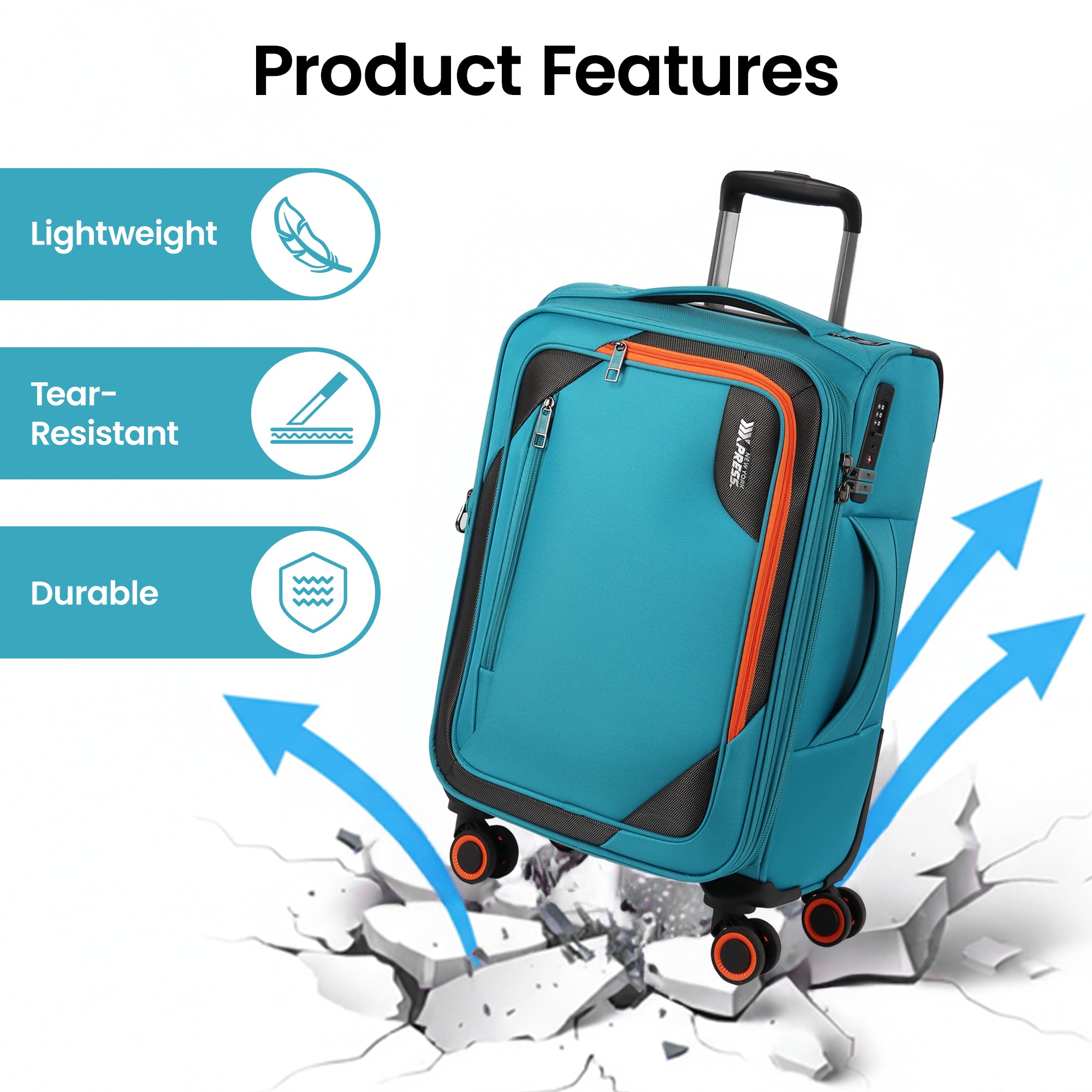 New York XPress WD-8818 Single Suitcase 20''/26''/30'',Softside Suitcase with TSA LOCK,Expandable 20% Luggage with Spinner Wheels,Tear-Resistant