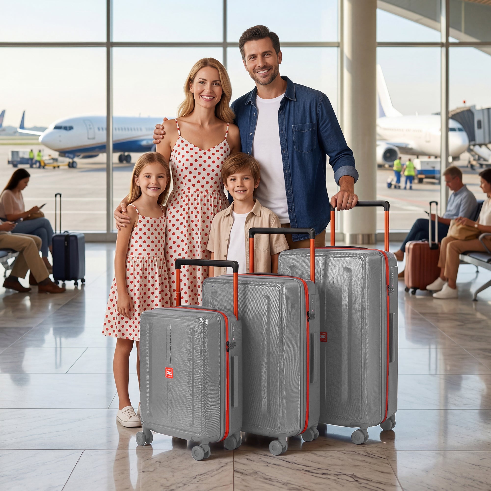 New York XPress LP-13803,3-Piece PC Hardshell Luggage, Expandable 20%, Spinner Wheels, TSA Lock, Wide Handle（20in/26in30in）