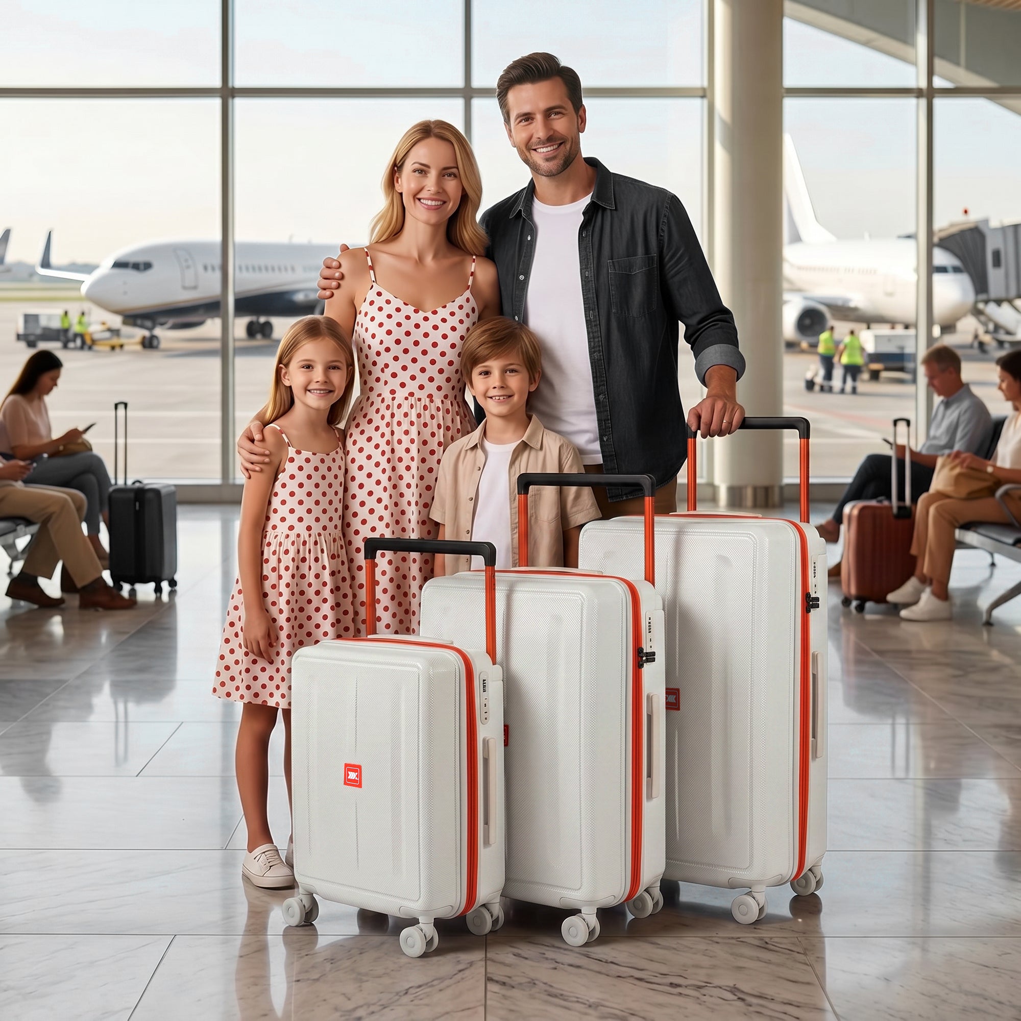 New York XPress LP-13803,3-Piece PC Hardshell Luggage, Expandable 20%, Spinner Wheels, TSA Lock, Wide Handle（20in/26in30in）