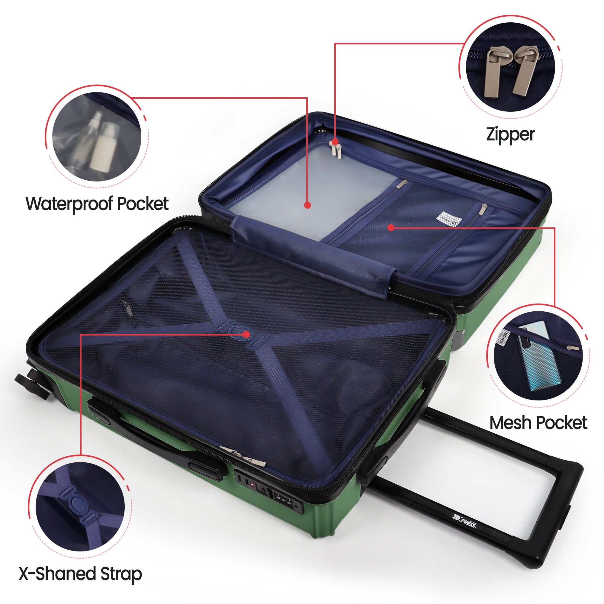 WD-576-Luggage Sets 3 Piece（20/24/28in） PC Hardshell Suitcases