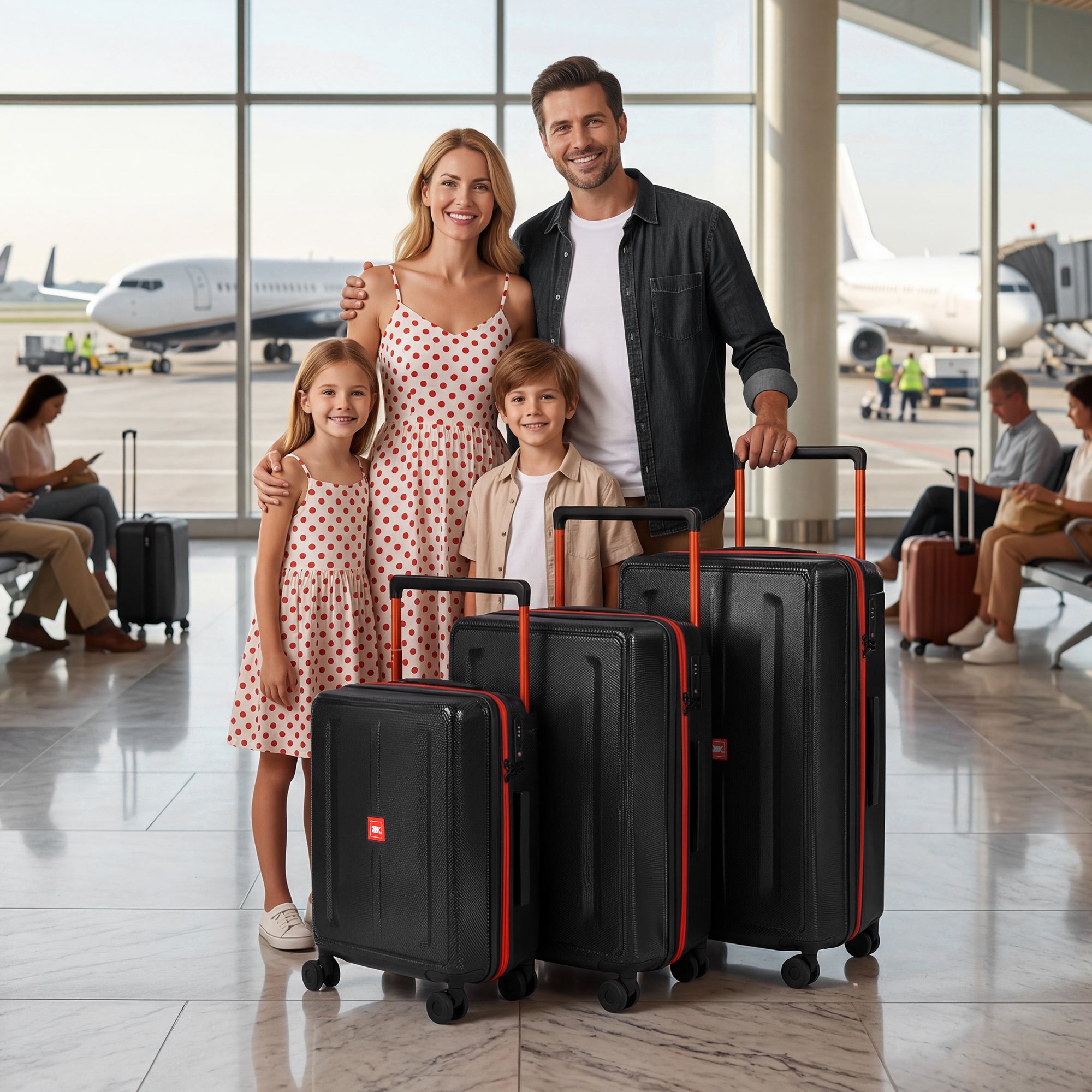 New York XPress LP-13803,3-Piece PC Hardshell Luggage, Expandable 20%, Spinner Wheels, TSA Lock, Wide Handle（20in/26in30in）