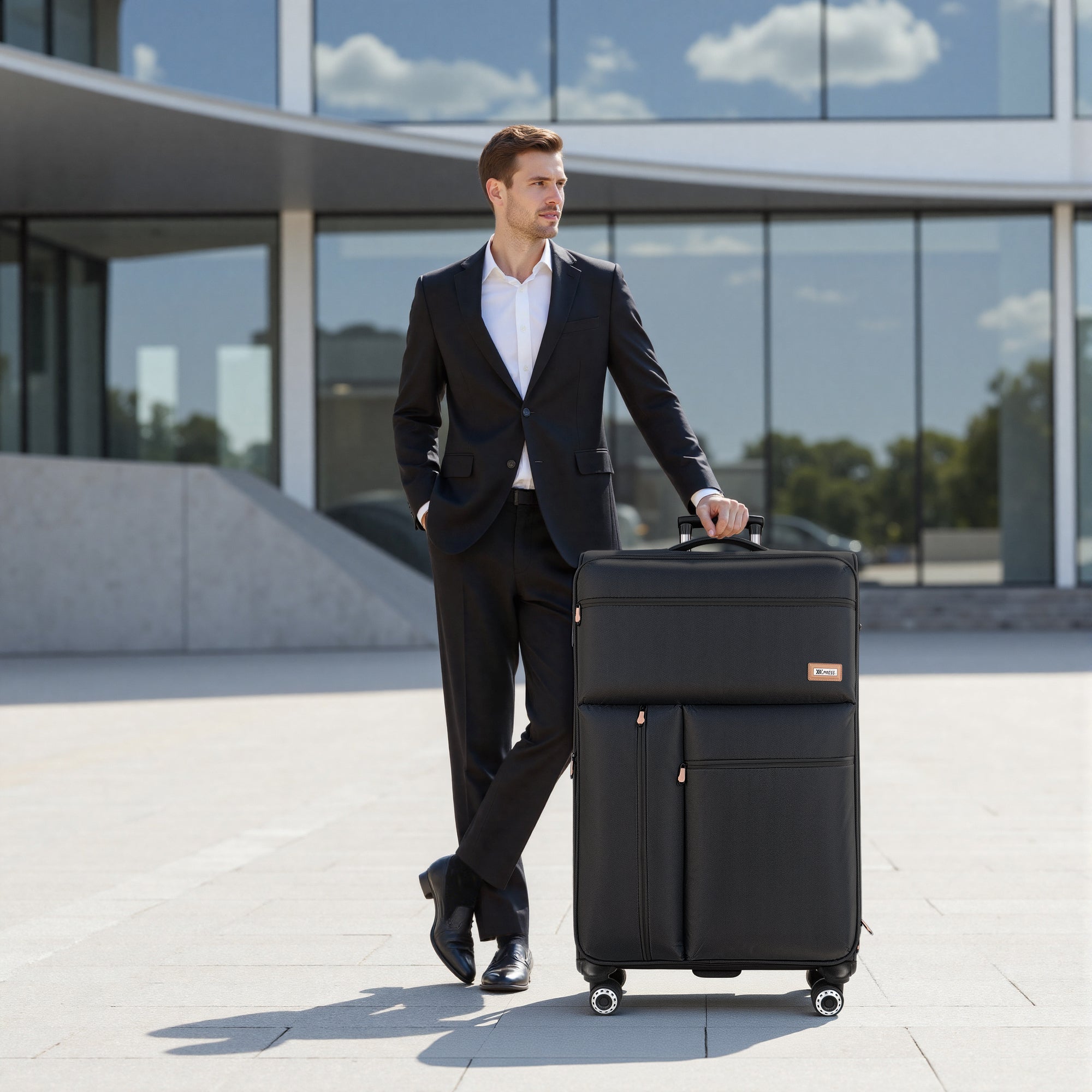 New York XPress XJ 1901,20in/26in/30in Softside Expandable Rolling Luggage w/TSA LOCK and Double Spinner Wheels,Lightweight Suitcases for Men Women