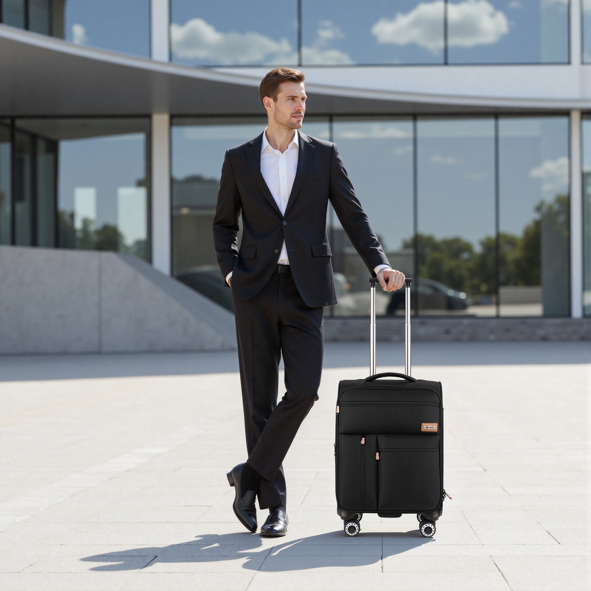 New York XPress XJ 1901,20in/26in/30in Softside Expandable Rolling Luggage w/TSA LOCK and Double Spinner Wheels,Lightweight Suitcases for Men Women