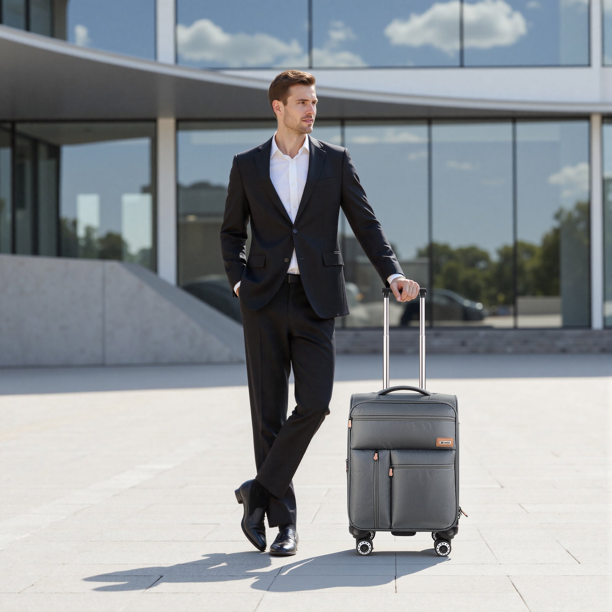 New York XPress XJ 1901,20in/26in/30in Softside Expandable Rolling Luggage w/TSA LOCK and Double Spinner Wheels,Lightweight Suitcases for Men Women