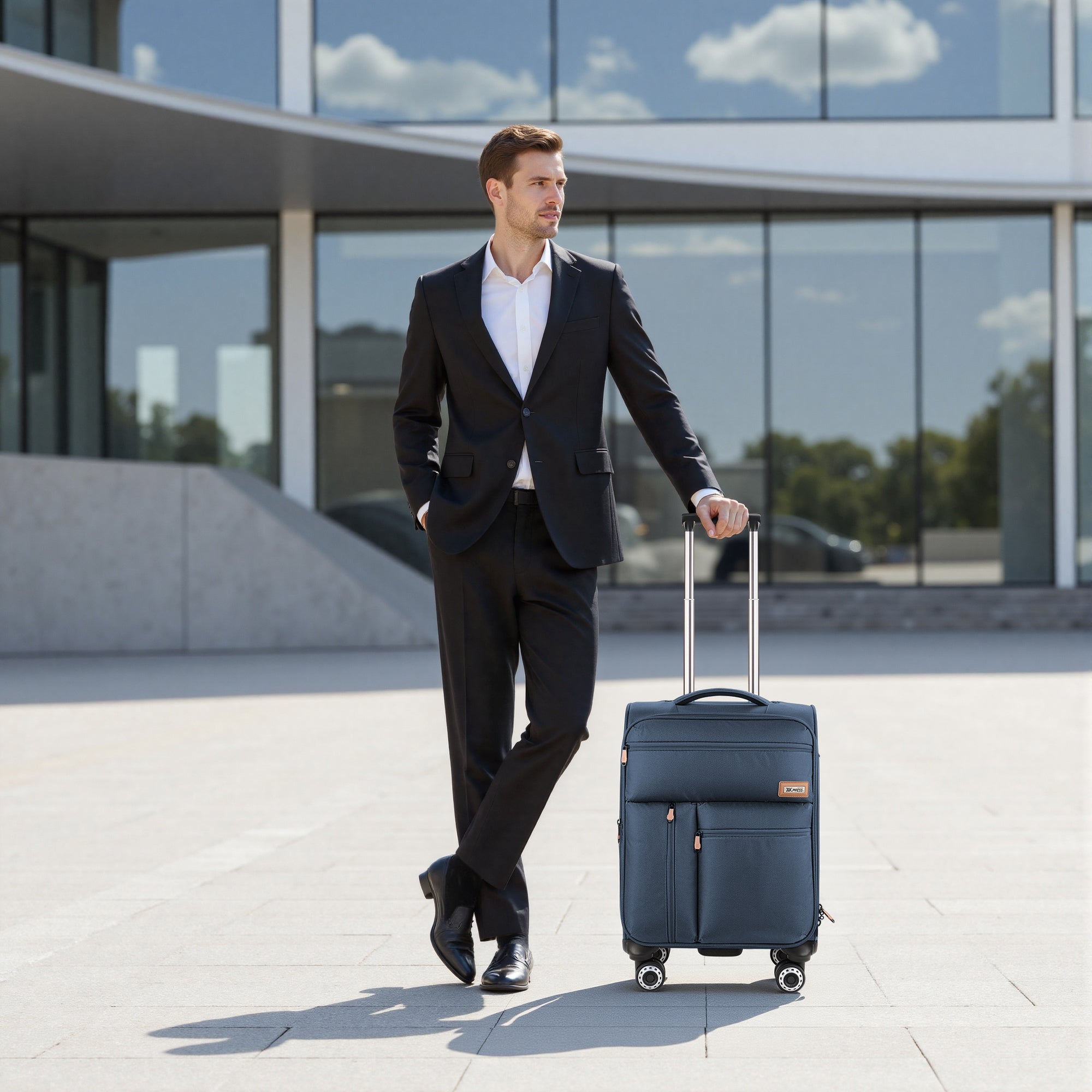 New York XPress XJ 1901,20in/26in/30in Softside Expandable Rolling Luggage w/TSA LOCK and Double Spinner Wheels,Lightweight Suitcases for Men Women