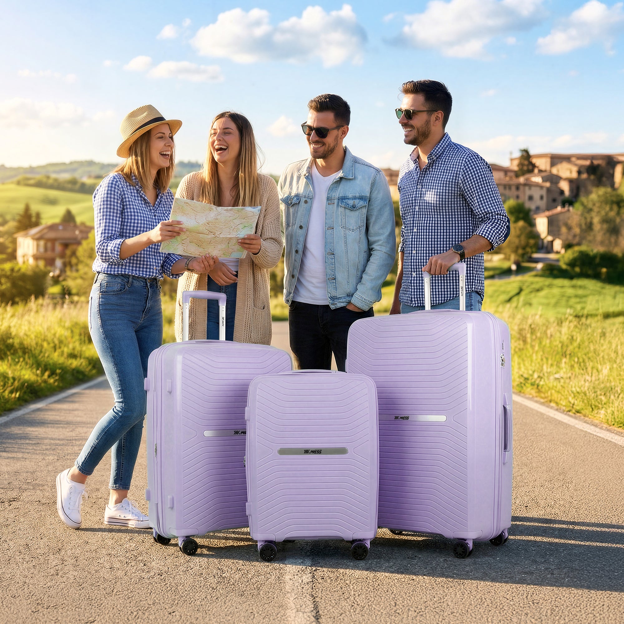New York XPress 13804,3 Piece Luggage Set w/TSA LOCK,PC Hardside Suitcase Set w/Double Spinner Wheels,Expandable 20%,Luggage Sets,Lightweight Rolling Suitcase for Men/Women（20in/25in/29in）