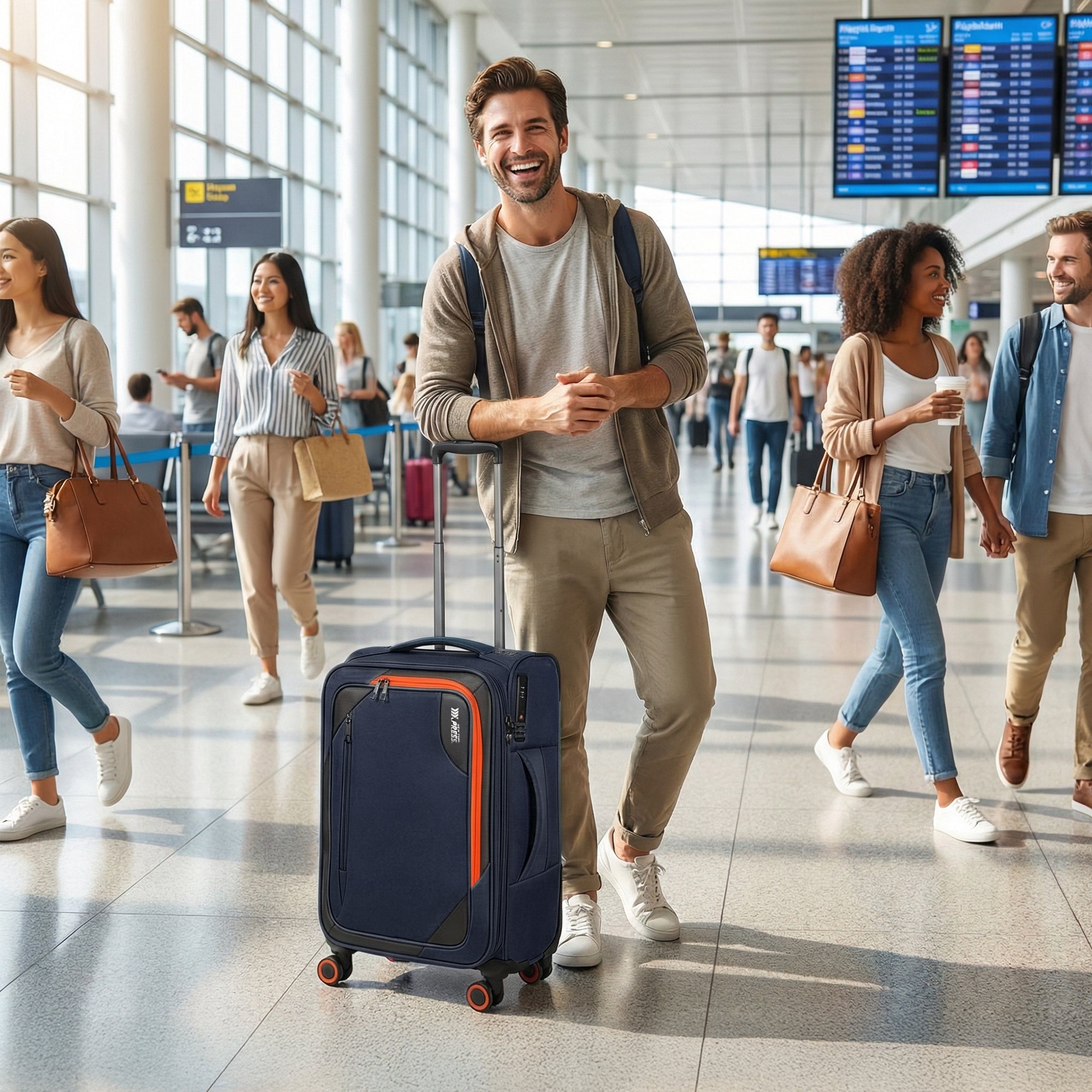 New York XPress WD-8818 Single Suitcase 20''/26''/30'',Softside Suitcase with TSA LOCK,Expandable 20% Luggage with Spinner Wheels,Tear-Resistant