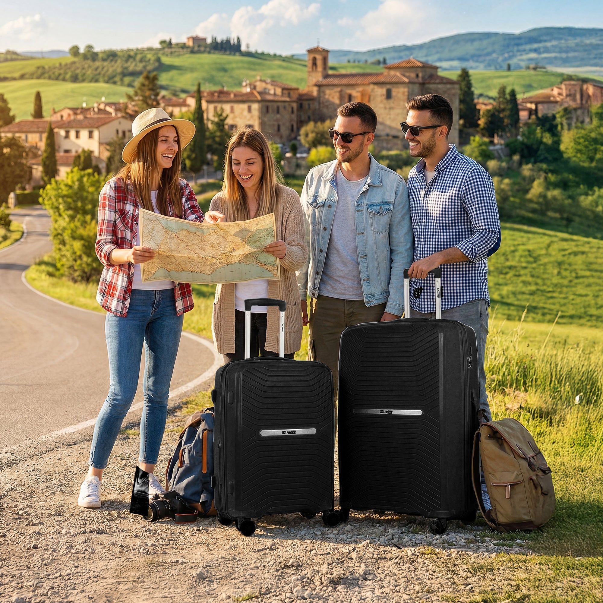 New York XPress 13804,3 Piece Luggage Set w/TSA LOCK,PC Hardside Suitcase Set w/Double Spinner Wheels,Expandable 20%,Luggage Sets,Lightweight Rolling Suitcase for Men/Women（20in/25in/29in）